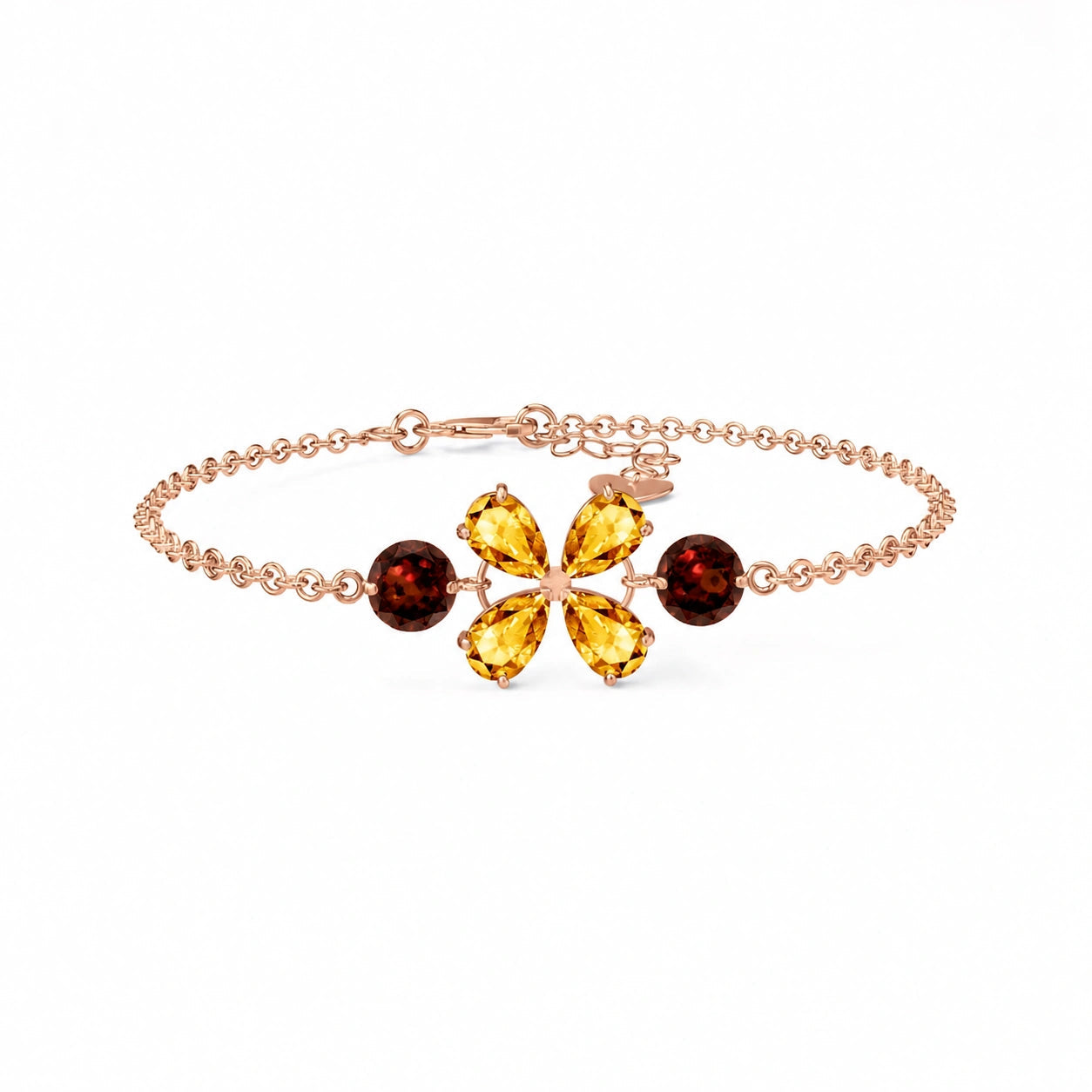 Rose Gold Cluster Gemstone Bracelet Pink Topaz 10K — Fioretta