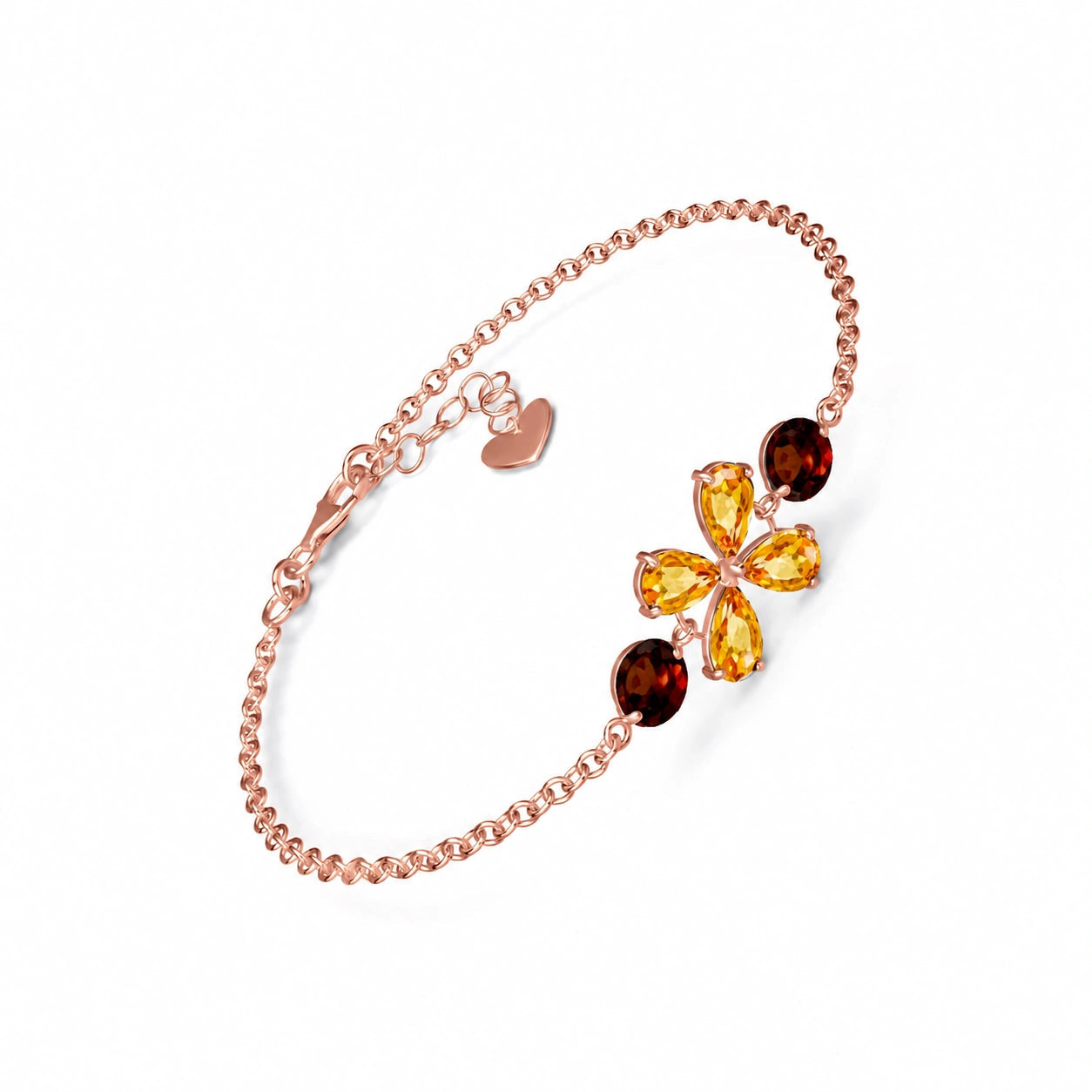 Rose Gold Cluster Gemstone Bracelet Pink Topaz 10K — Fioretta