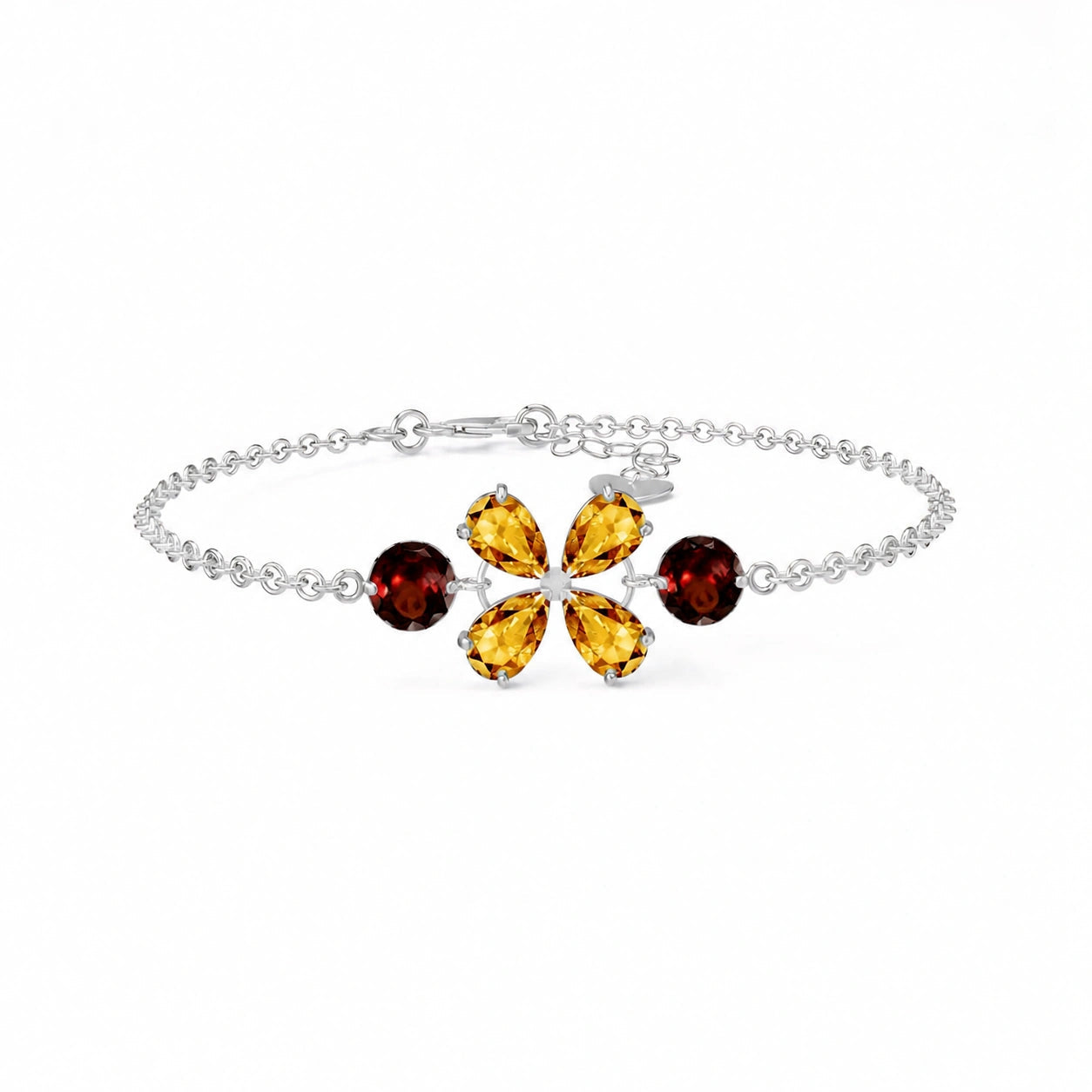 White Gold Cluster Gemstone Bracelet Pink Topaz 10K — Fioretta