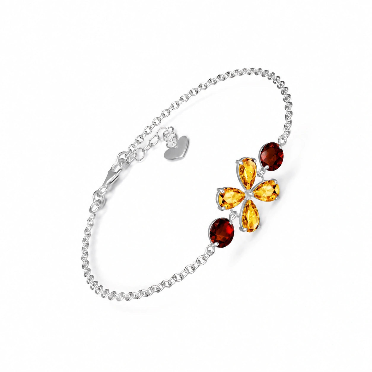 White Gold Cluster Gemstone Bracelet Pink Topaz 10K — Fioretta