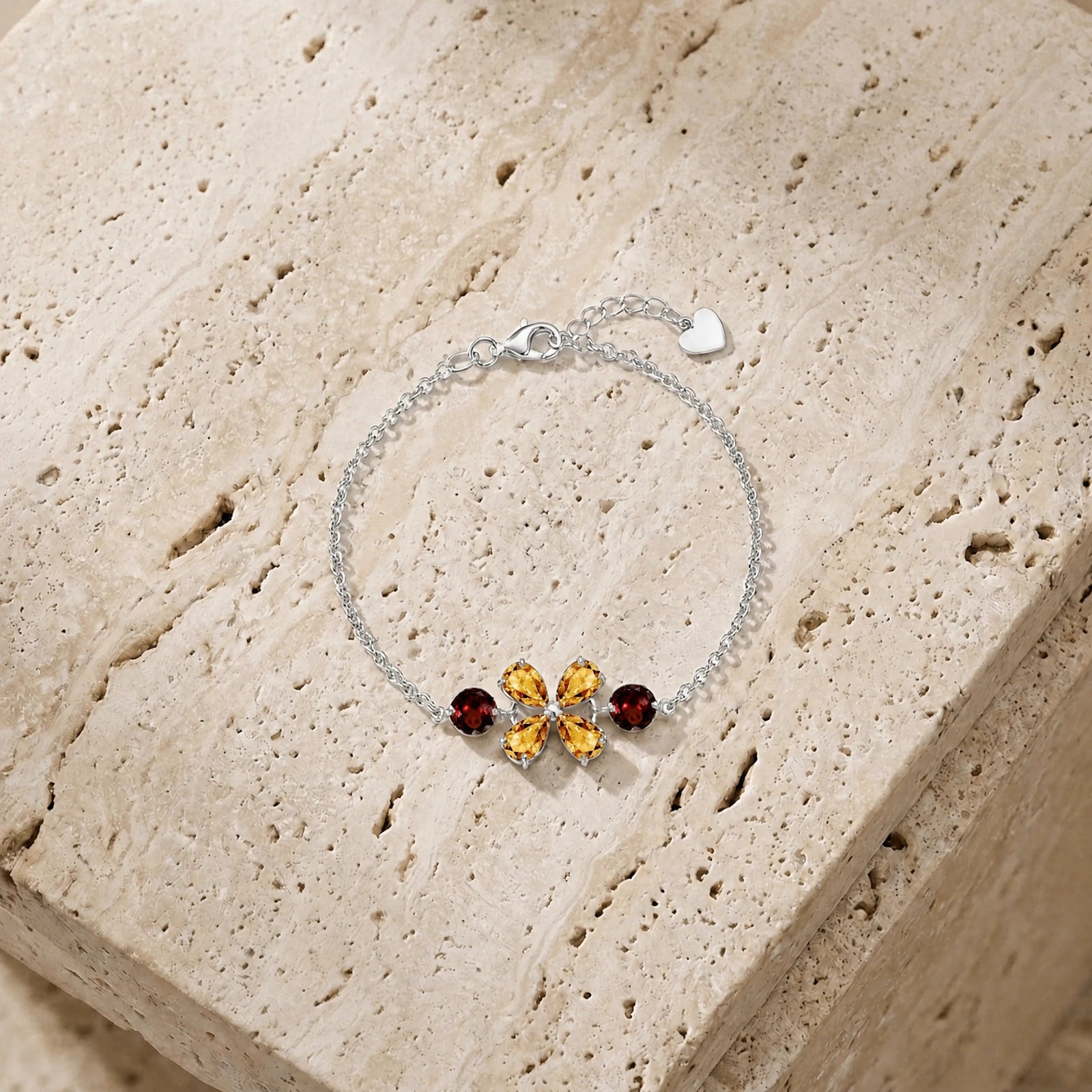 White Gold Cluster Gemstone Bracelet Pink Topaz 10K — Fioretta