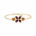 Yellow Gold Cluster Gemstone Bracelet Pink Topaz 10K — Fioretta