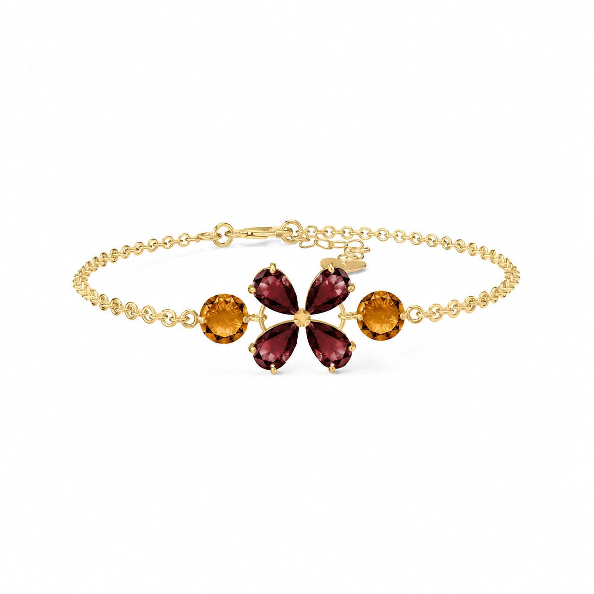 Yellow Gold Cluster Gemstone Bracelet Pink Topaz 10K — Fioretta