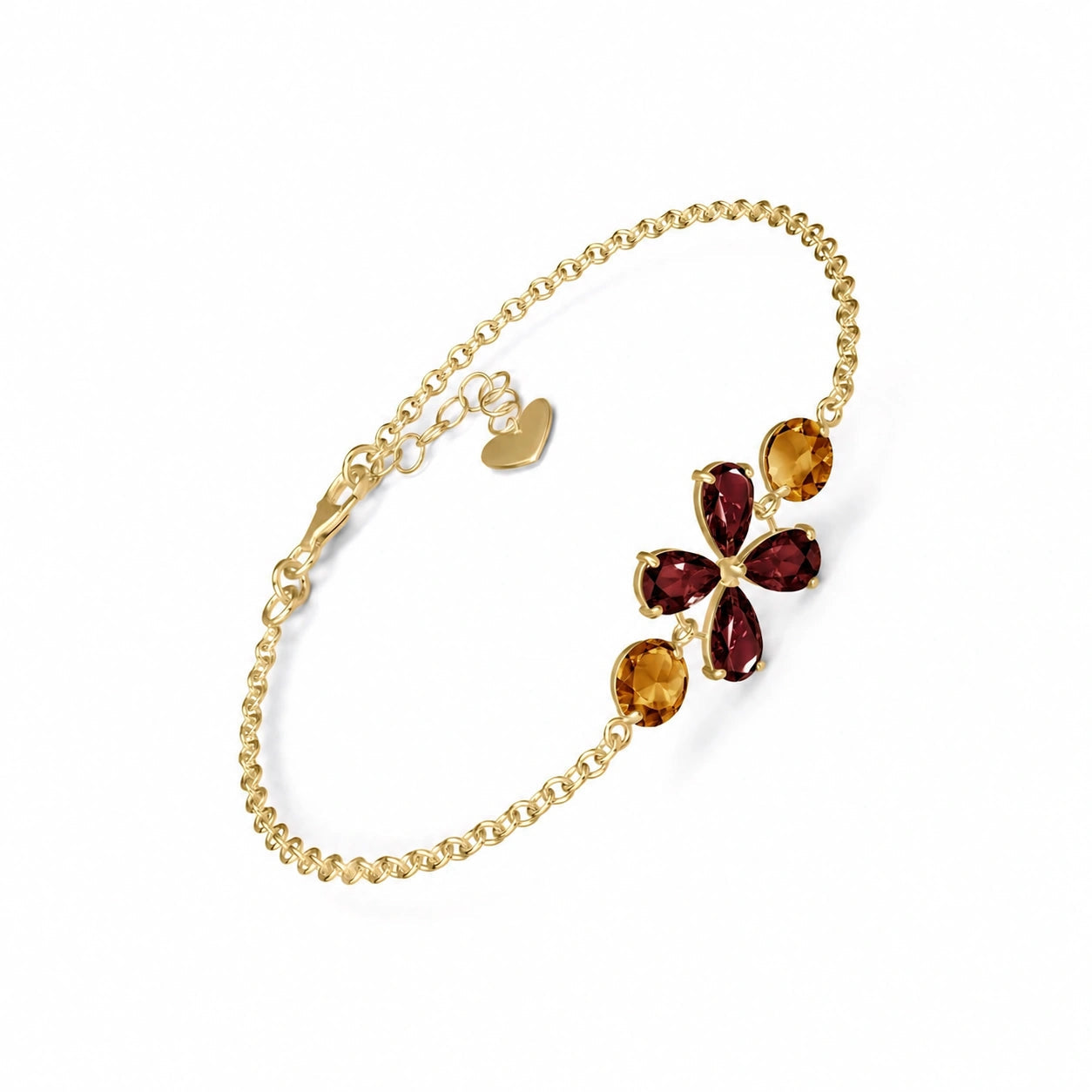 Yellow Gold Cluster Gemstone Bracelet Pink Topaz 10K — Fioretta