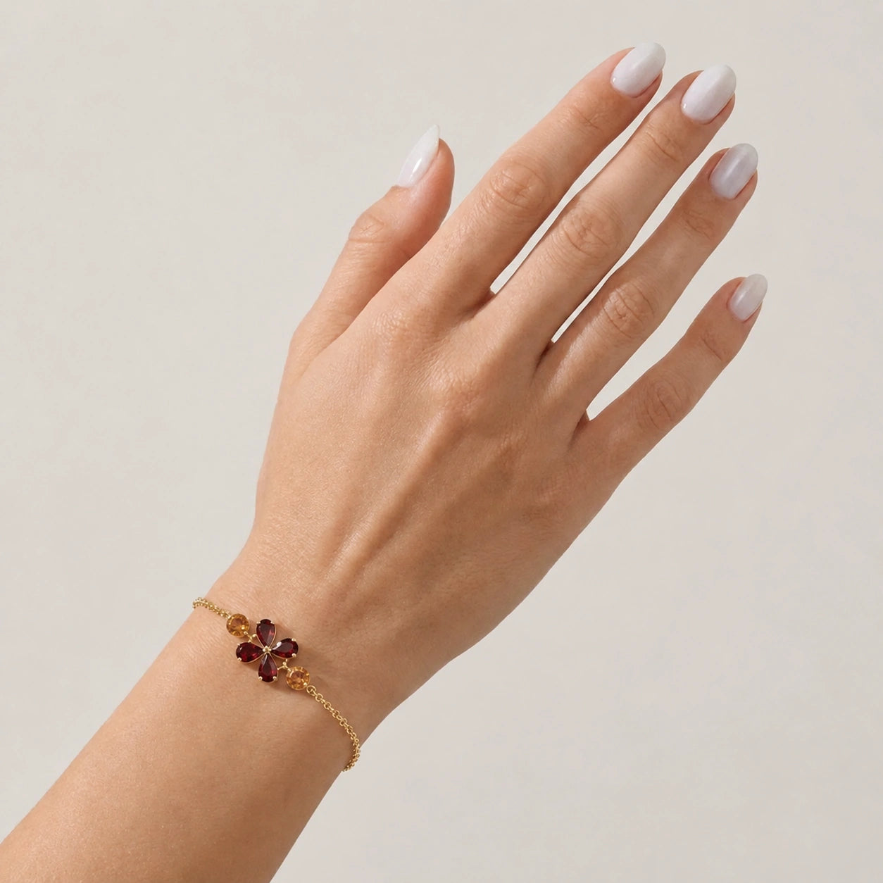 Yellow Gold Cluster Gemstone Bracelet Pink Topaz 10K — Fioretta