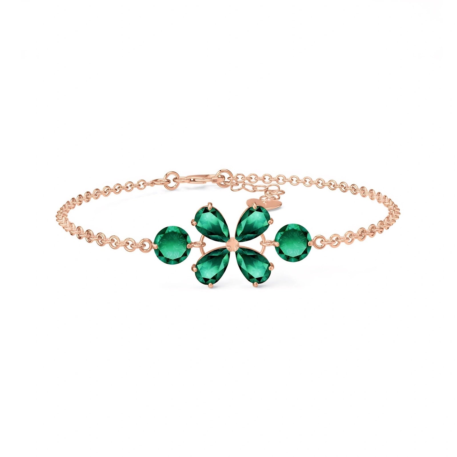 Rose Gold Cluster Gemstone Bracelet Ruby 10K — Fioretta