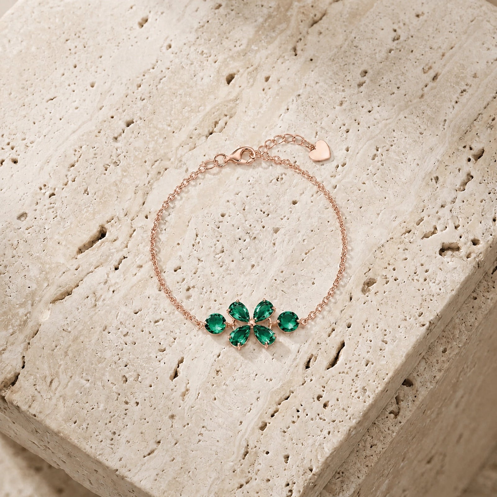 Rose Gold Cluster Gemstone Bracelet Ruby 10K — Fioretta