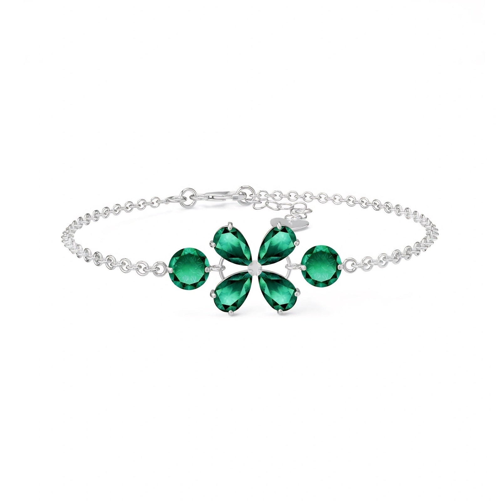 White Gold Cluster Gemstone Bracelet Ruby 10K — Fioretta