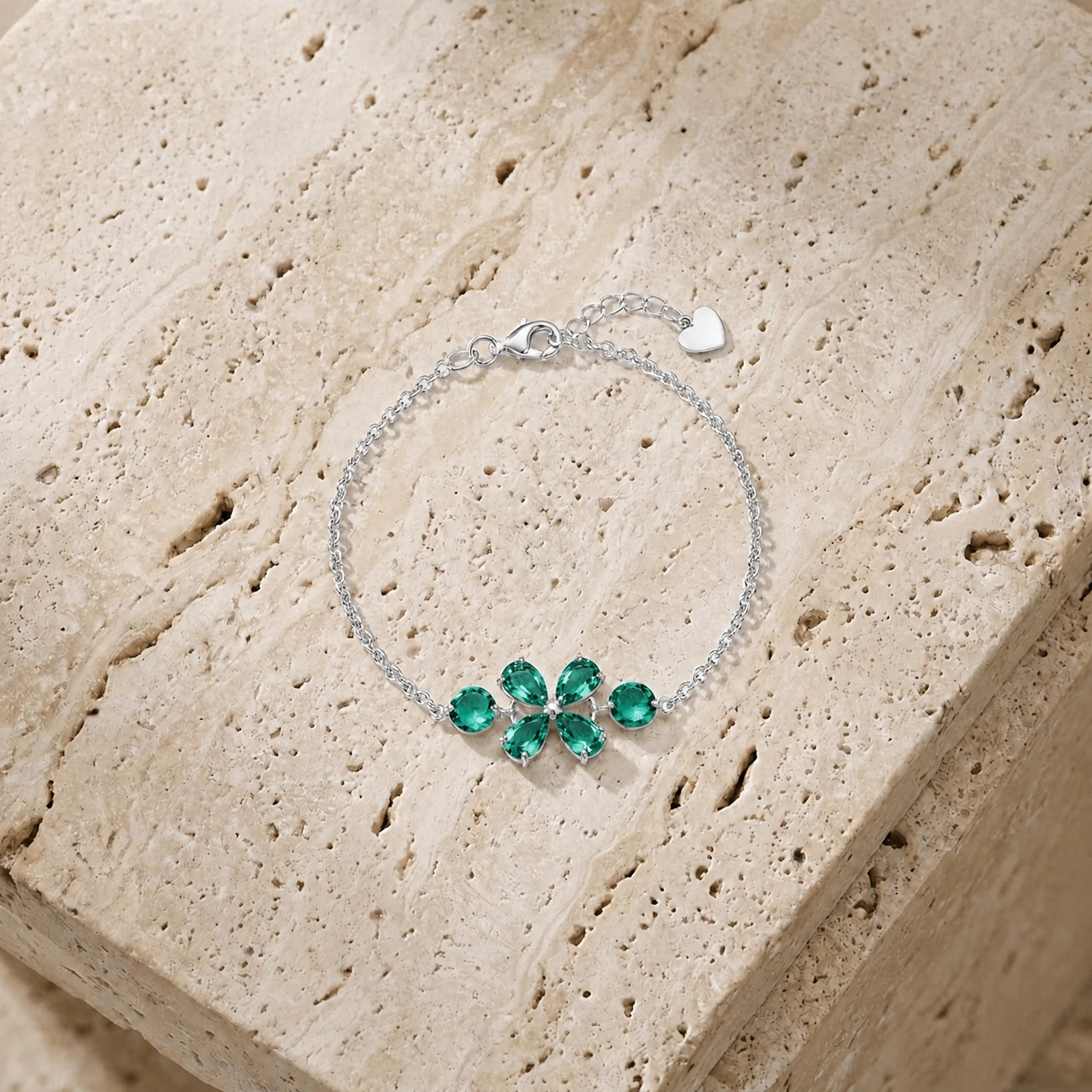 White Gold Cluster Gemstone Bracelet Ruby 10K — Fioretta