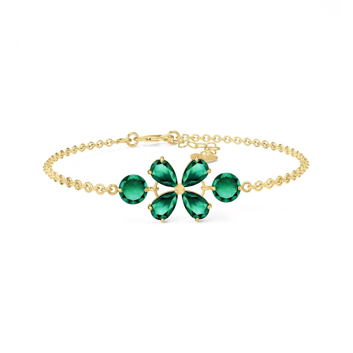 Yellow Gold Cluster Gemstone Bracelet Ruby 10K — Fioretta