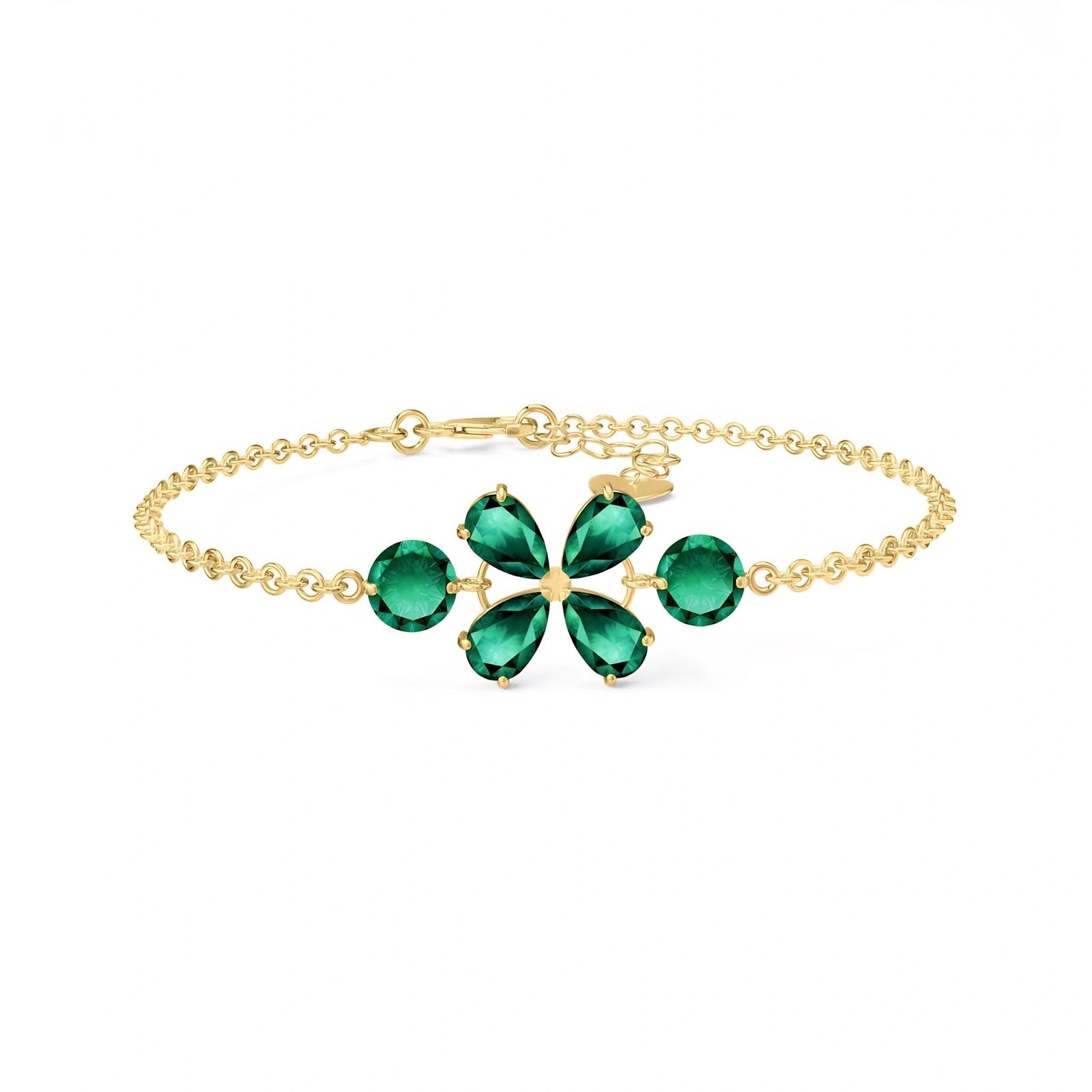 Yellow Gold Cluster Gemstone Bracelet Ruby 10K — Fioretta