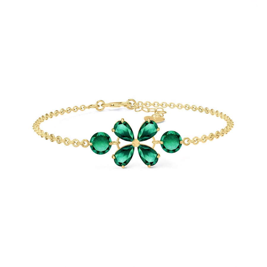 Yellow Gold Cluster Gemstone Bracelet Ruby 10K — Fioretta