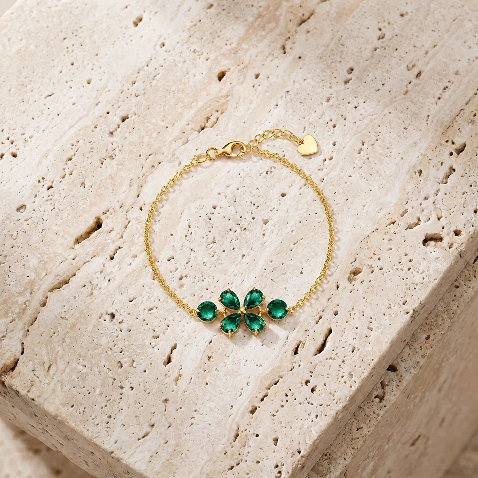 Yellow Gold Cluster Gemstone Bracelet Ruby 10K — Fioretta
