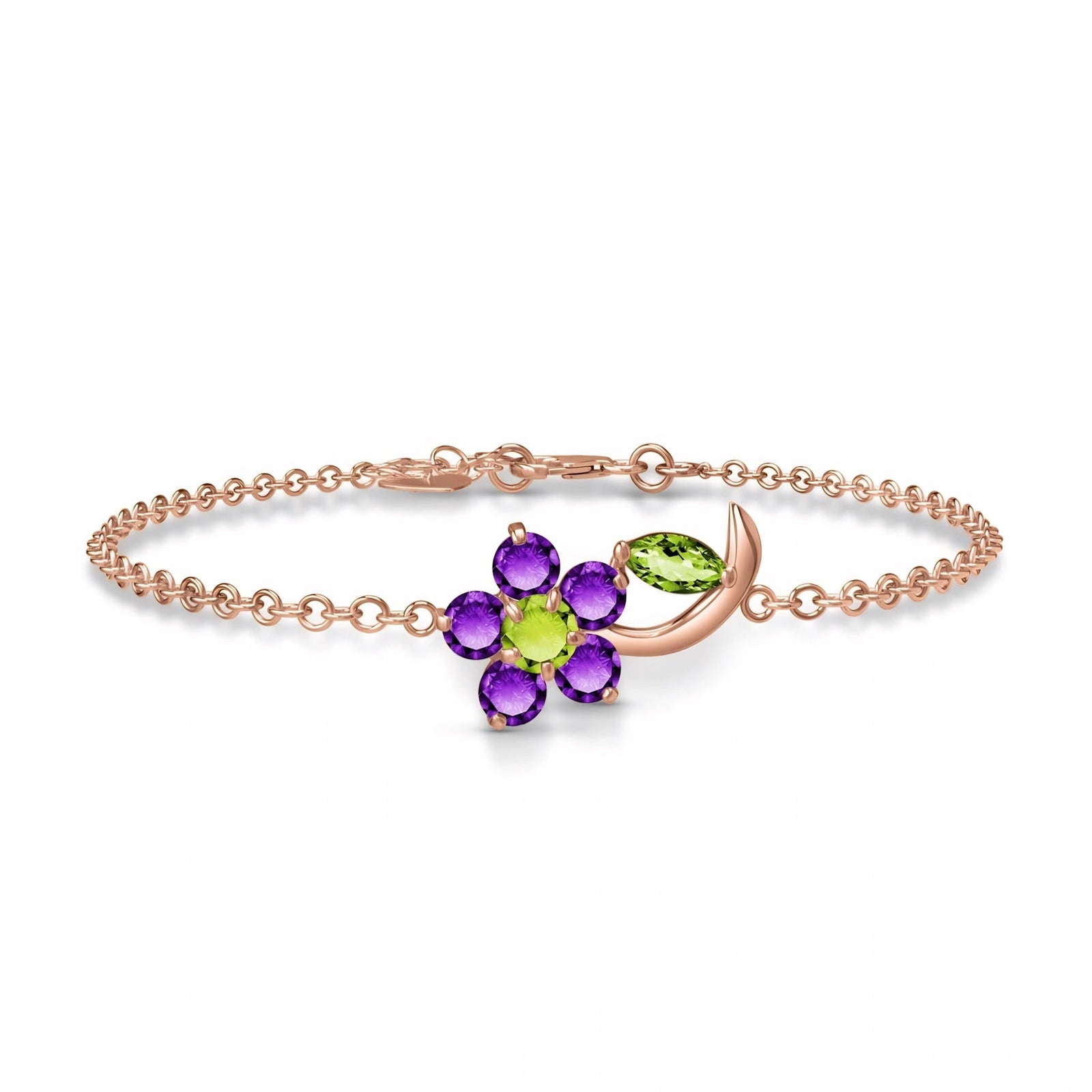 Rose Gold Peridot & Amethyst — Mariagraziella