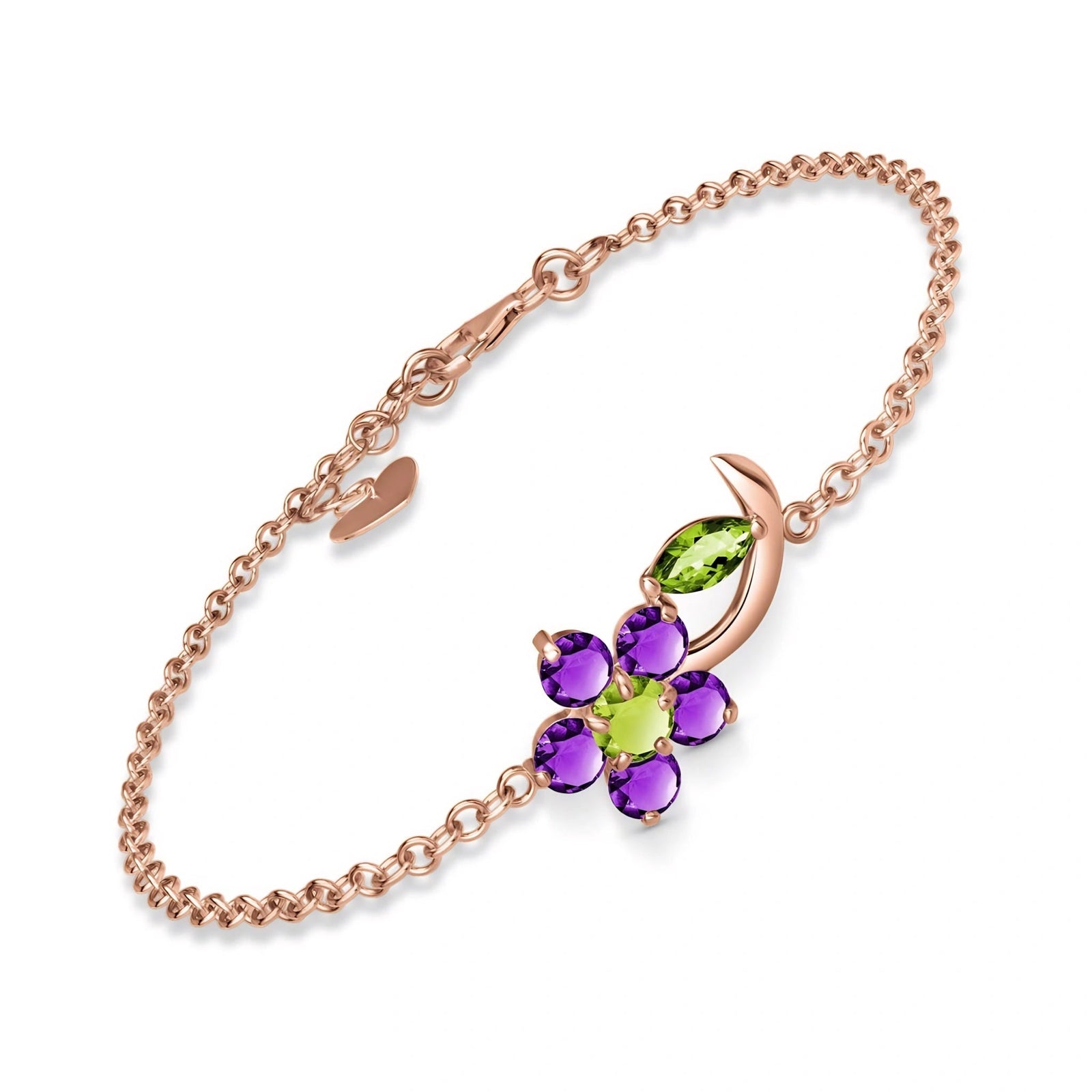 Rose Gold Peridot & Amethyst — Mariagraziella