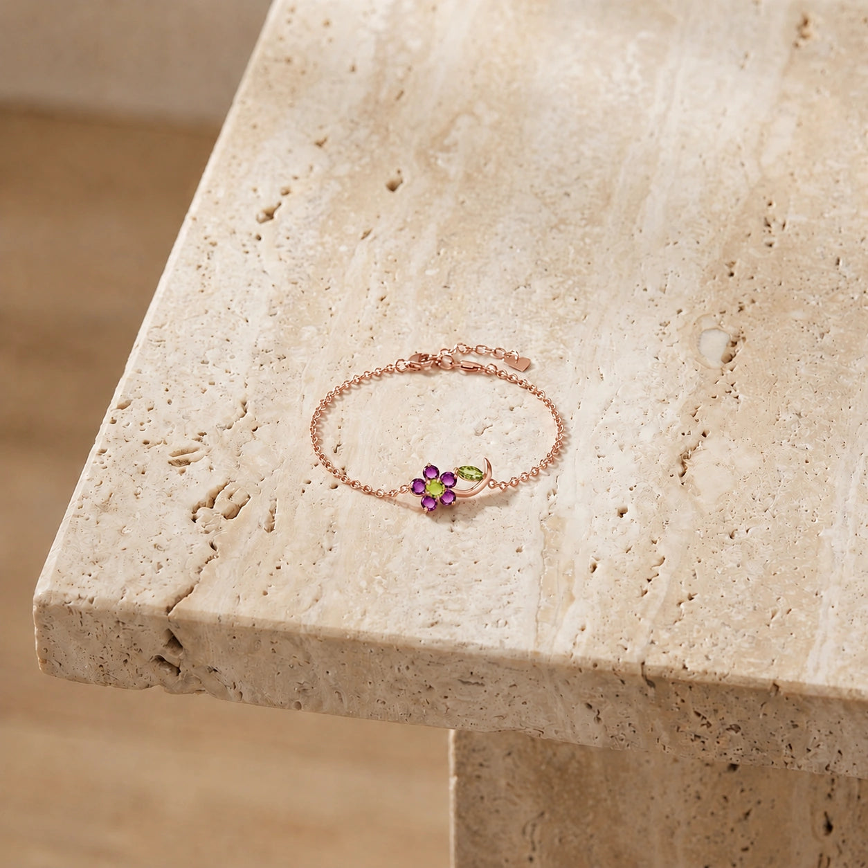 Rose Gold Peridot & Amethyst — Mariagraziella