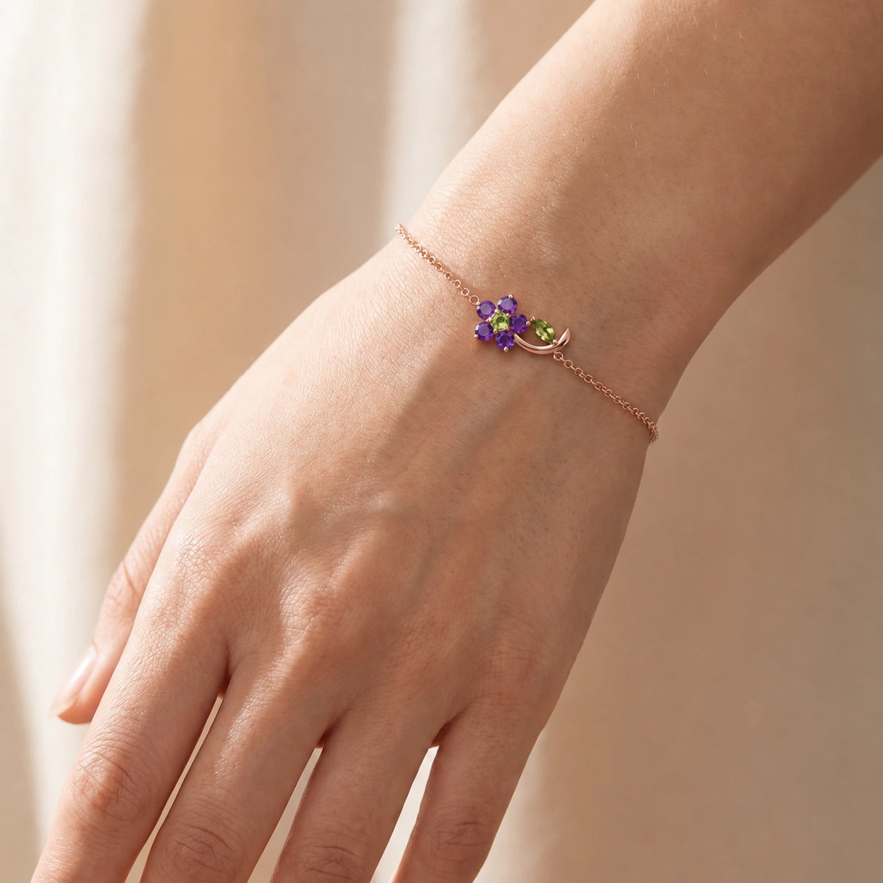 Rose Gold Peridot & Amethyst — Mariagraziella