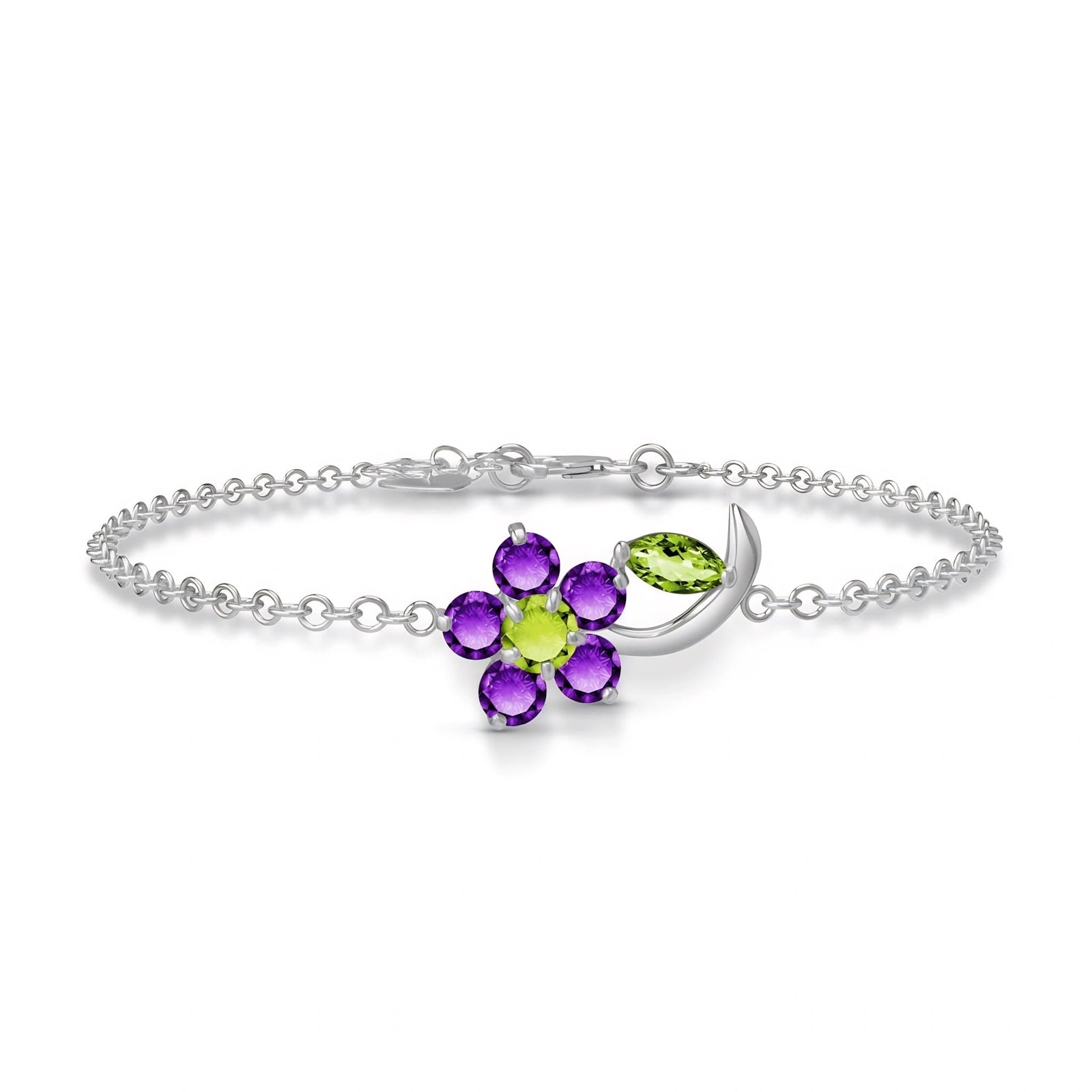 White Gold Peridot & Amethyst — Mariagraziella