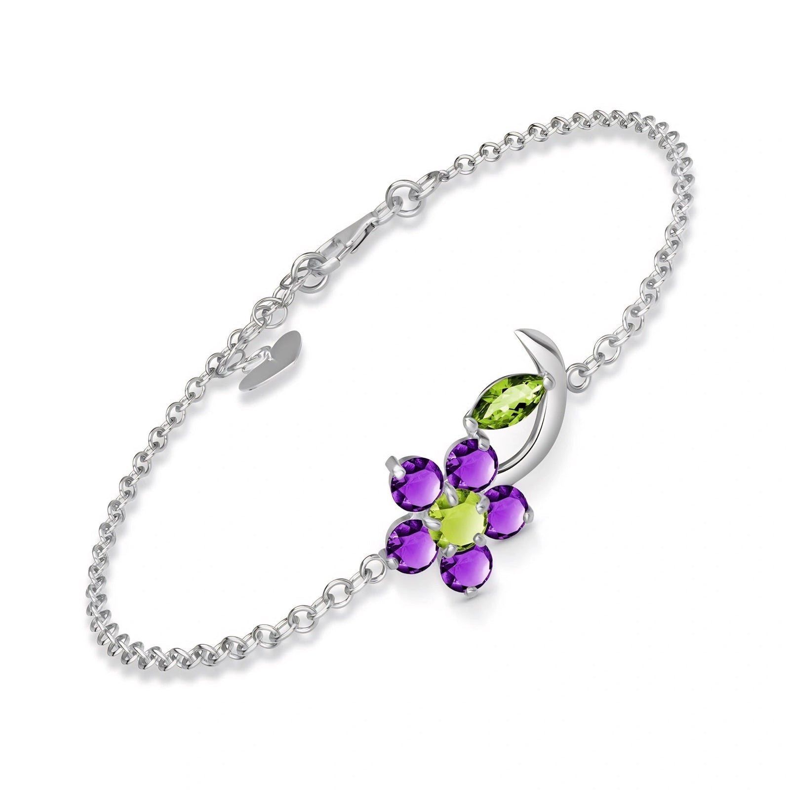 White Gold Peridot & Amethyst — Mariagraziella