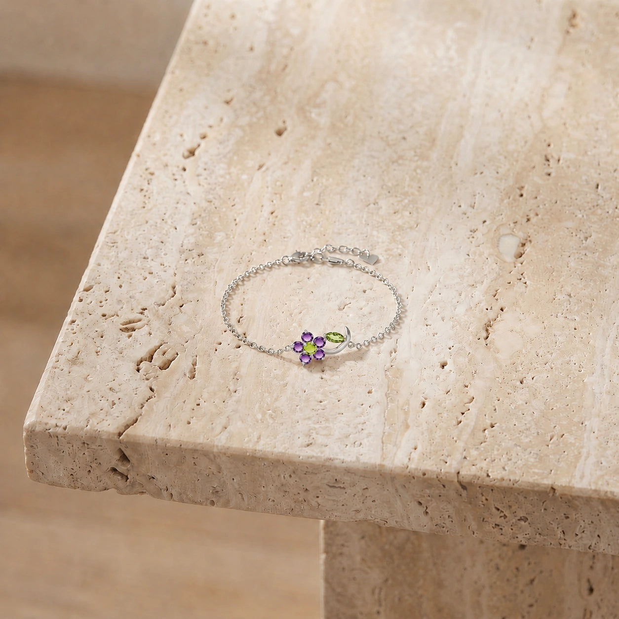 White Gold Peridot & Amethyst — Mariagraziella