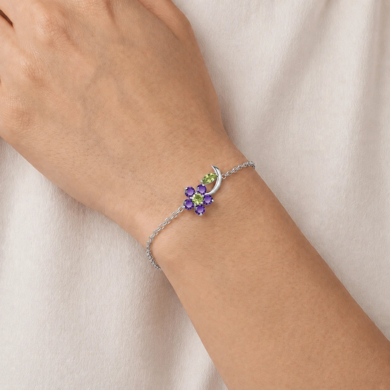 White Gold Peridot & Amethyst — Mariagraziella
