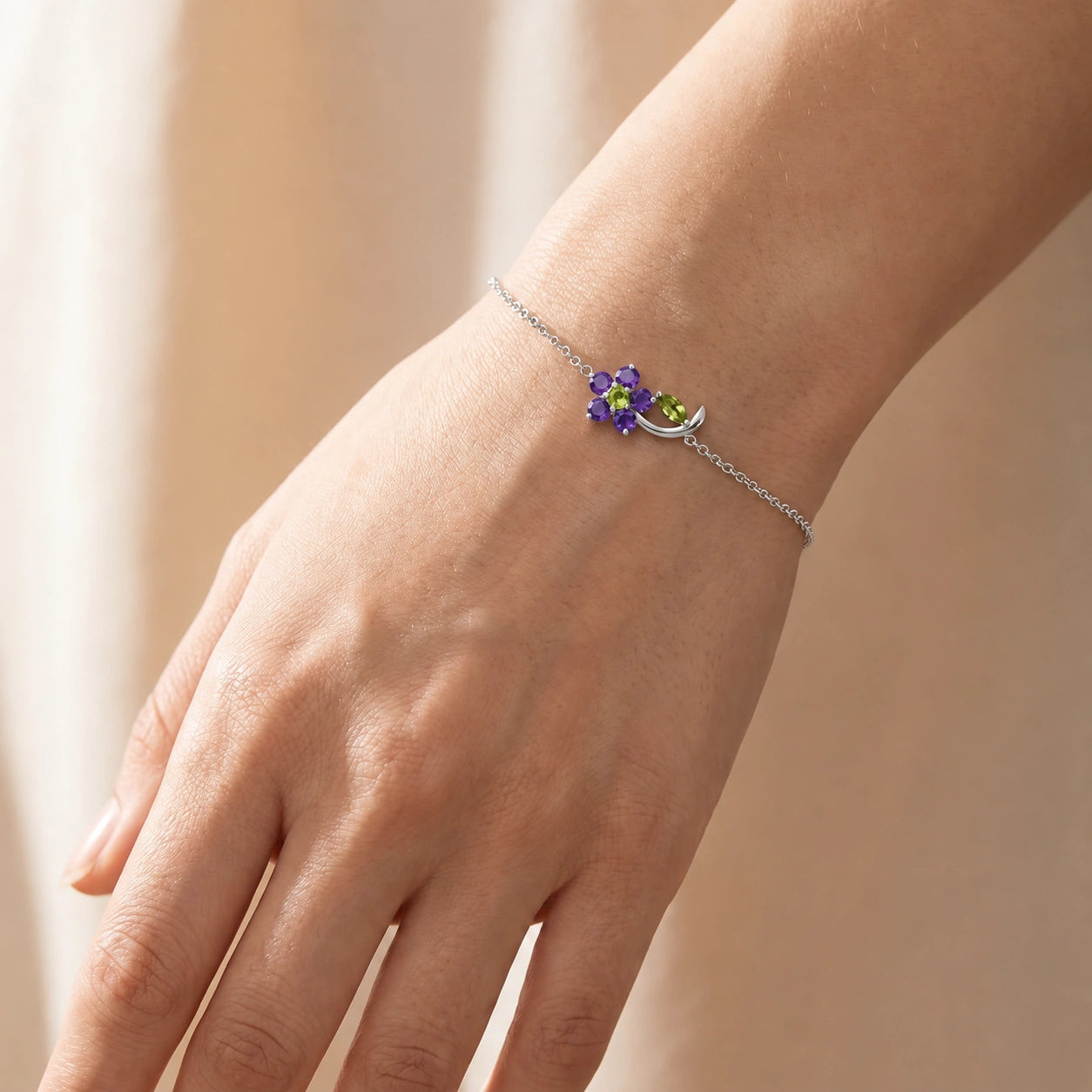 White Gold Peridot & Amethyst — Mariagraziella