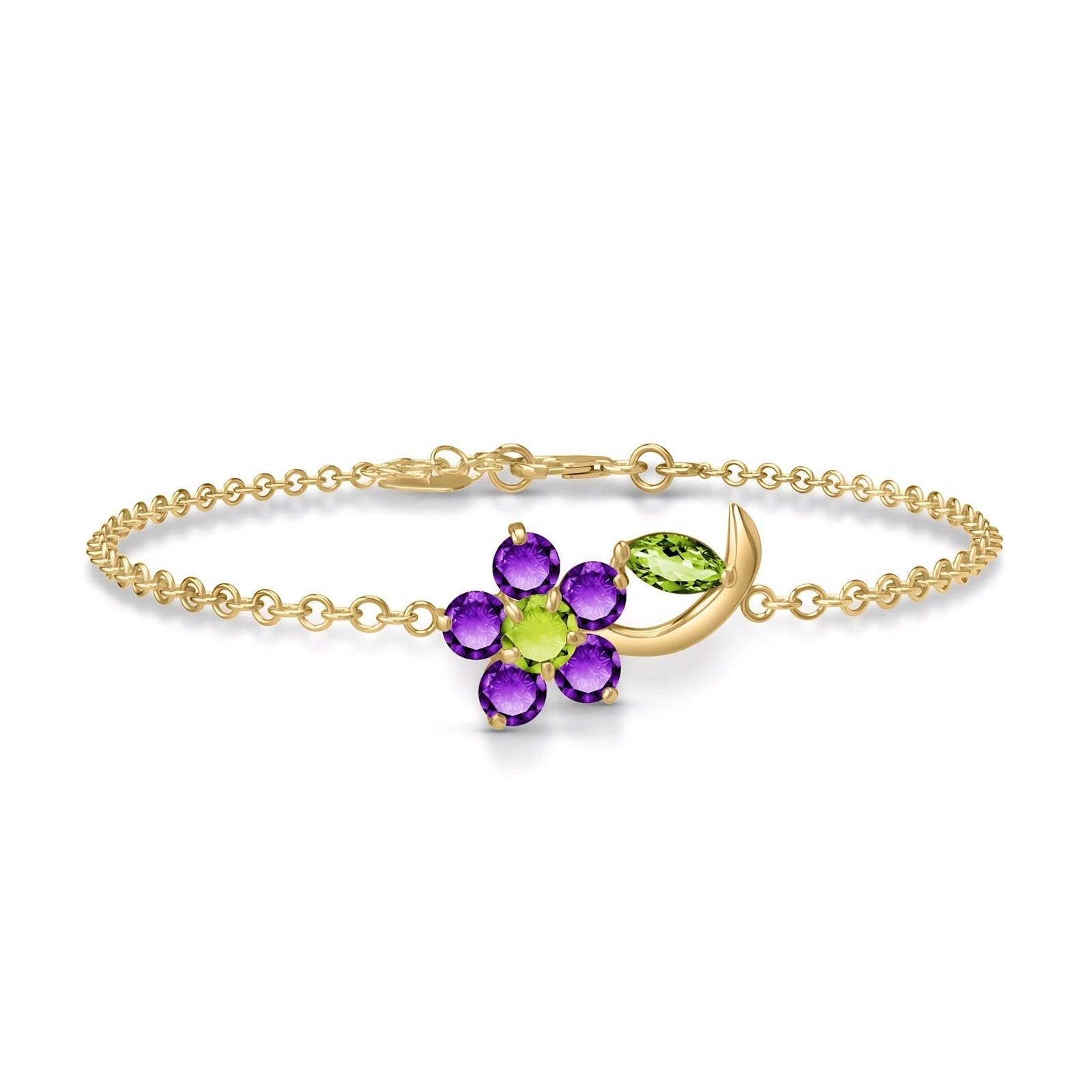 Yellow Gold Peridot & Amethyst — Mariagraziella