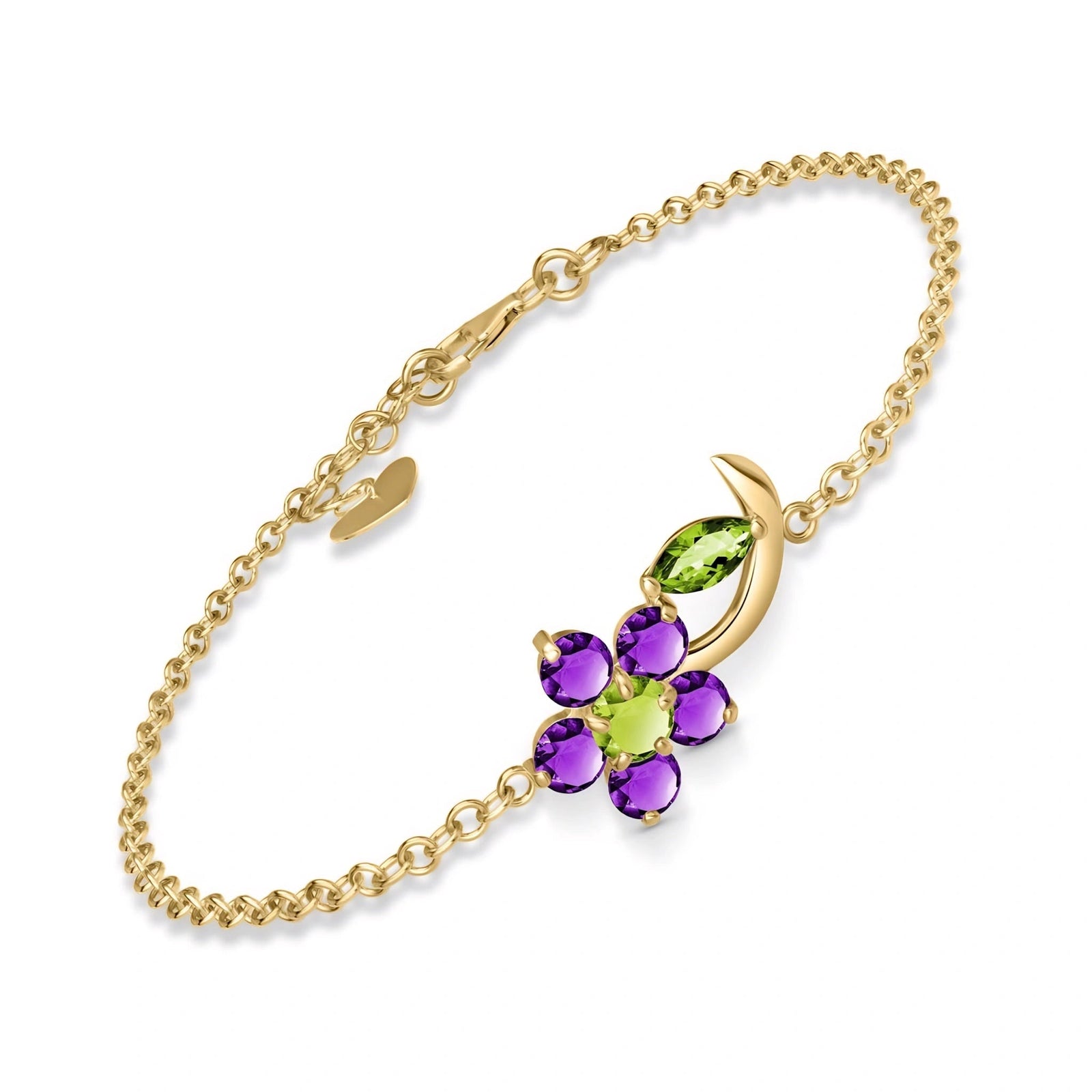 Yellow Gold Peridot & Amethyst — Mariagraziella