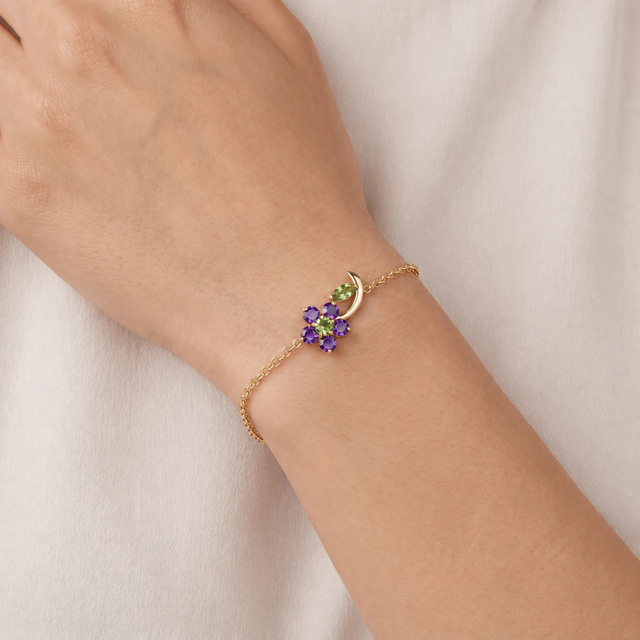 Yellow Gold Peridot & Amethyst — Mariagraziella