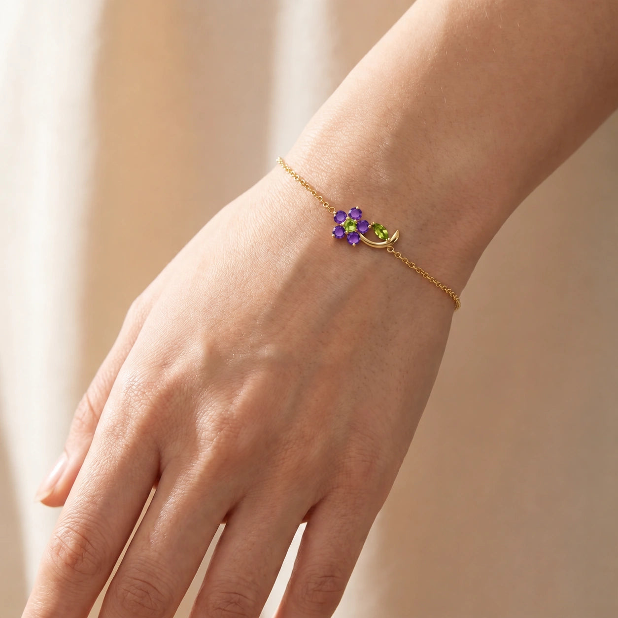Yellow Gold Peridot & Amethyst — Mariagraziella