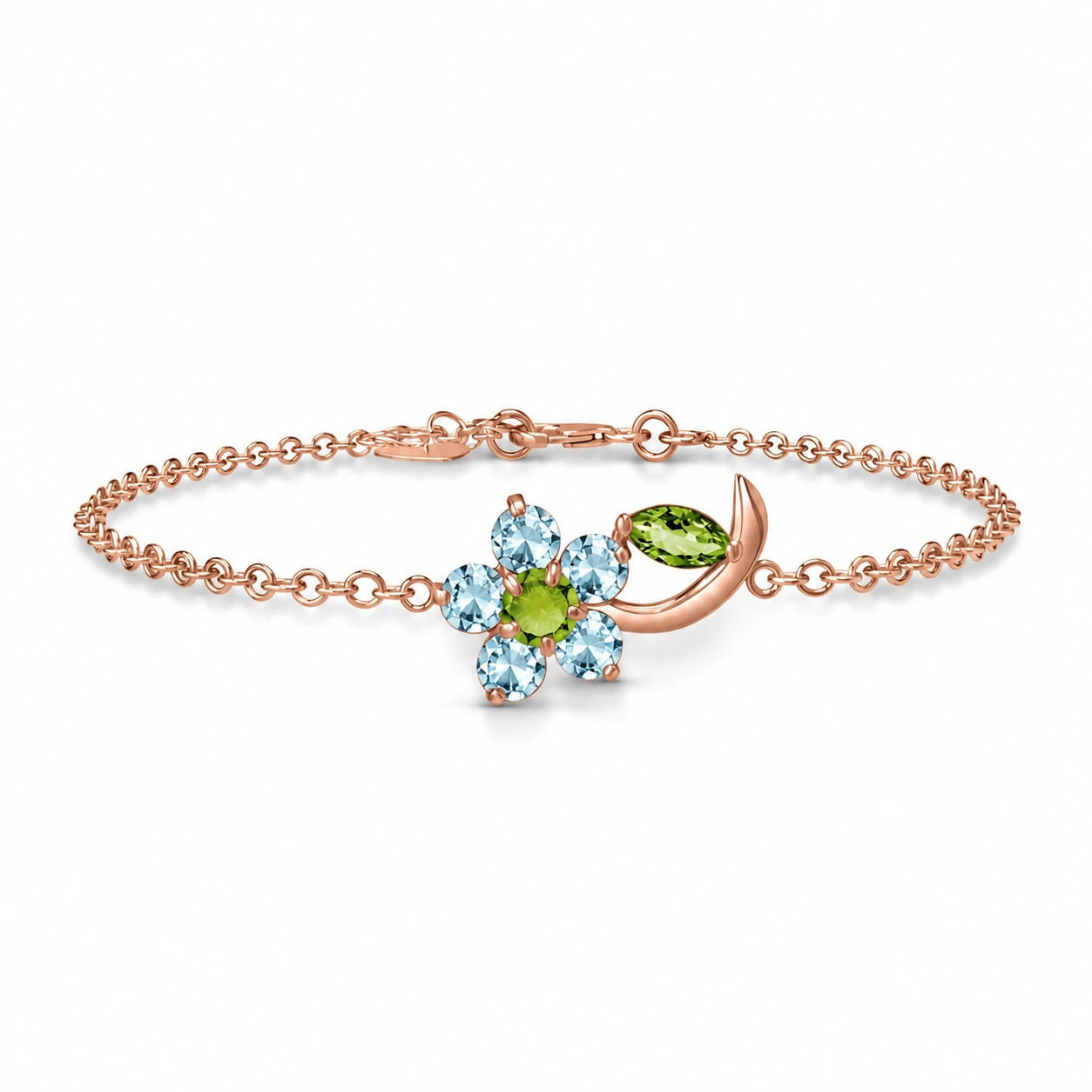 Rose Gold Peridot & Aquamarine — Mariagraziella