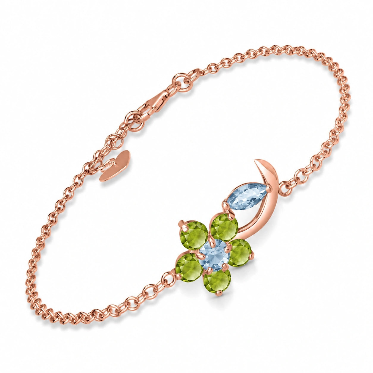 Rose Gold Peridot & Aquamarine — Mariagraziella