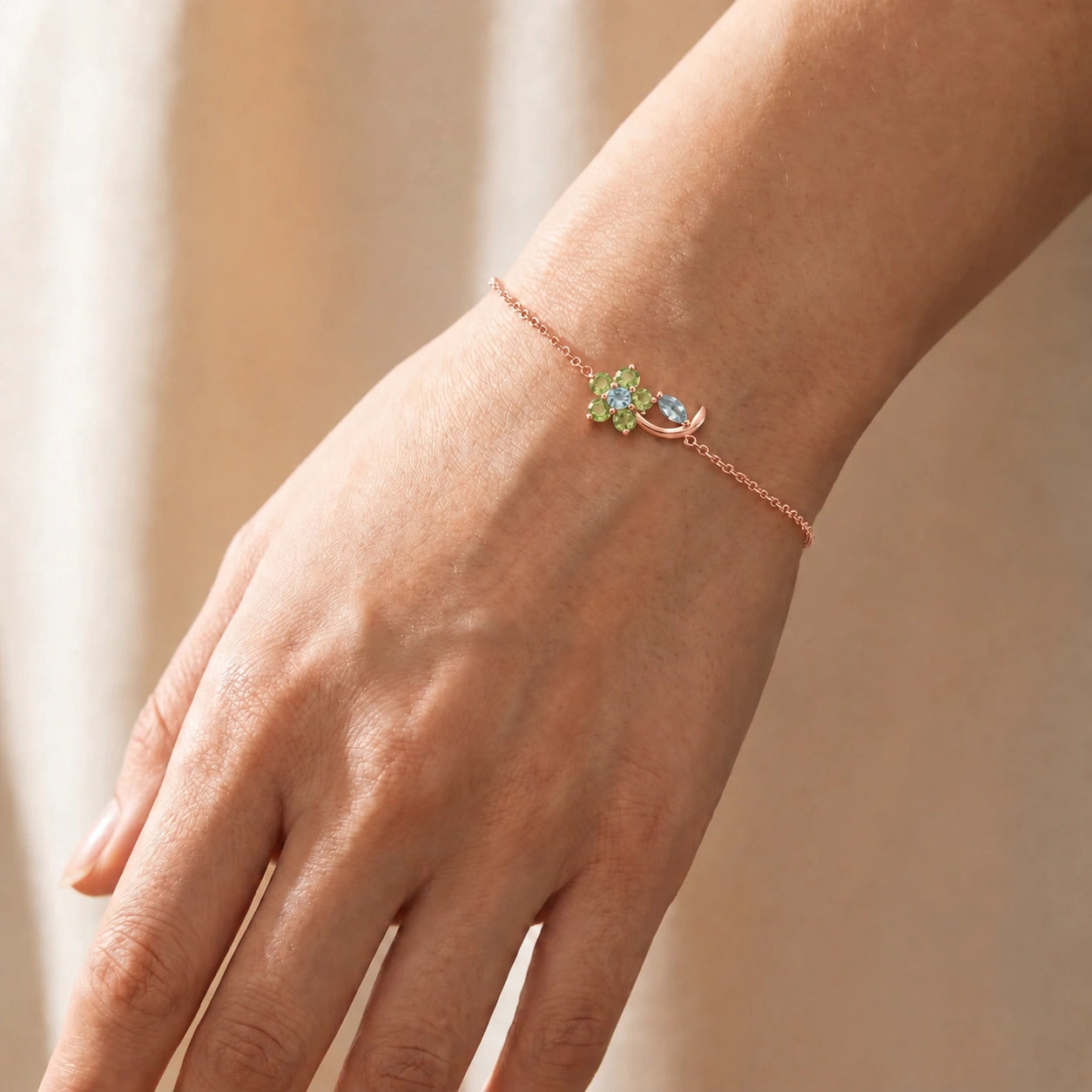 Rose Gold Peridot & Aquamarine — Mariagraziella