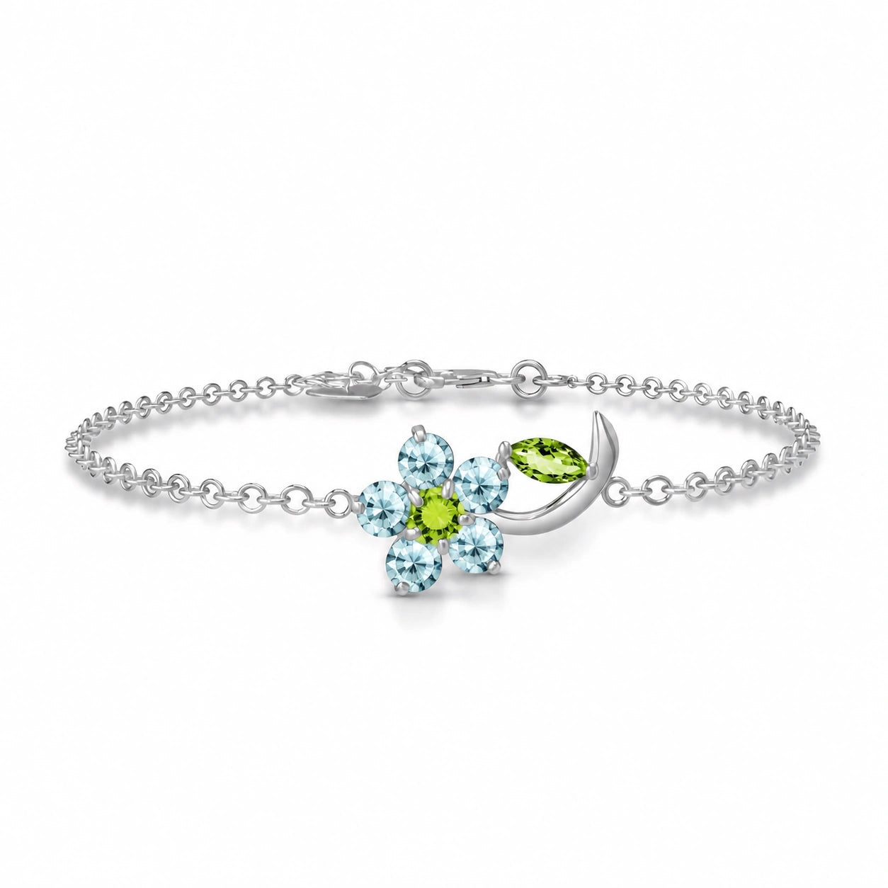 White Gold Peridot & Aquamarine — Mariagraziella
