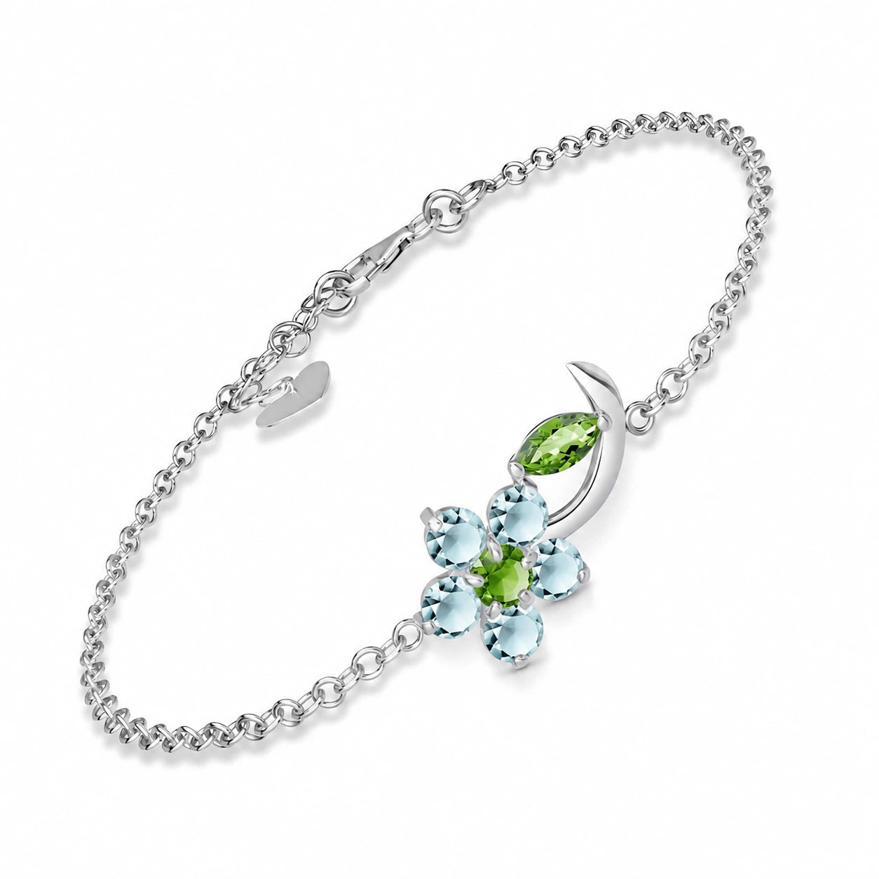 White Gold Peridot & Aquamarine — Mariagraziella