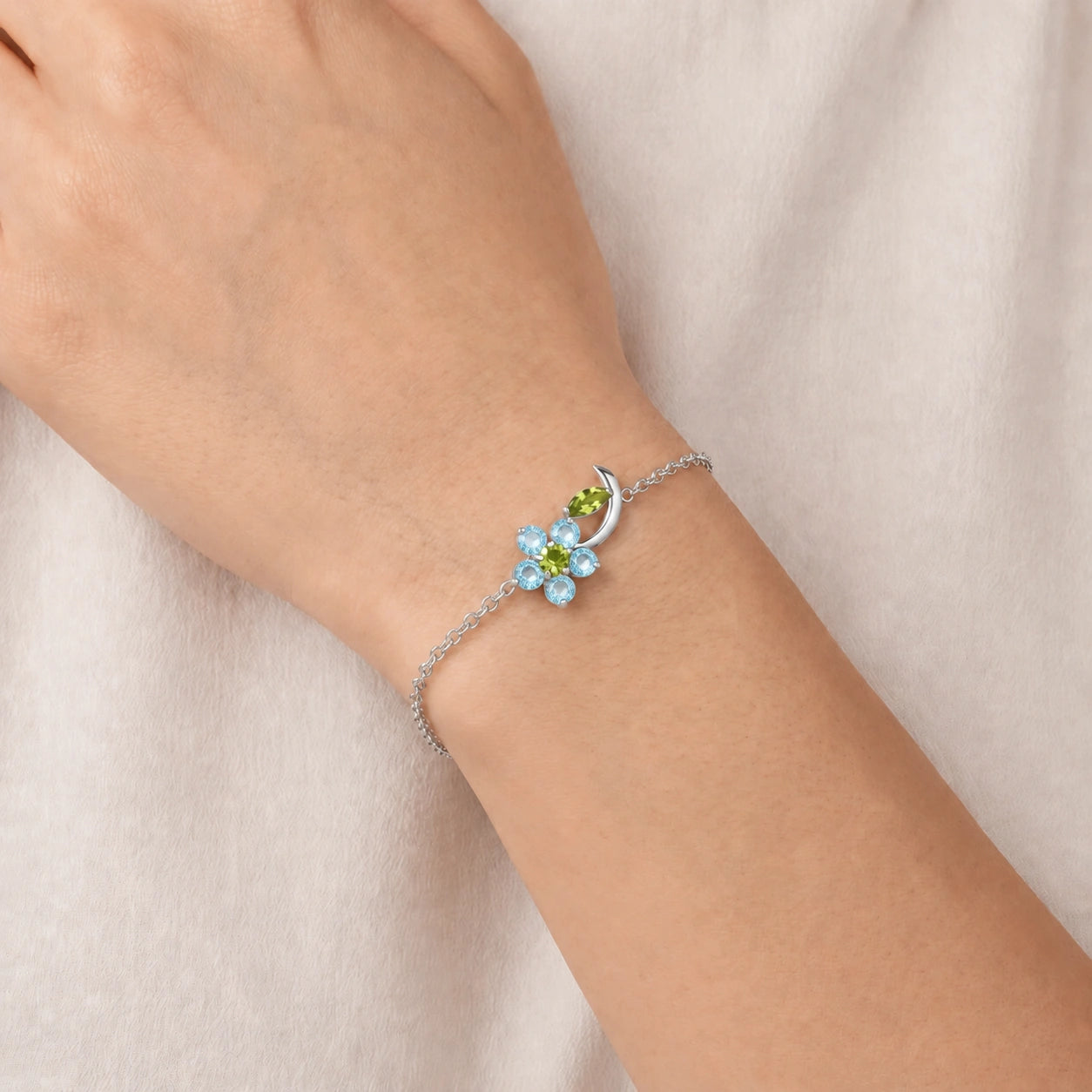 White Gold Peridot & Aquamarine — Mariagraziella