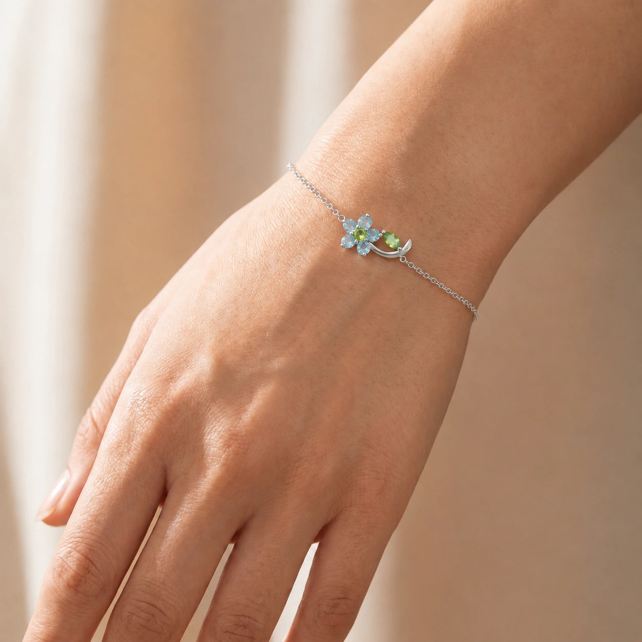 White Gold Peridot & Aquamarine — Mariagraziella