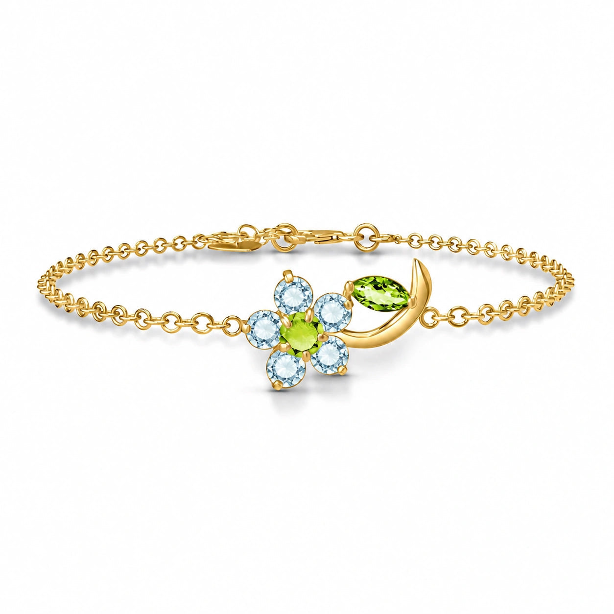 Yellow Gold Peridot & Aquamarine — Mariagraziella