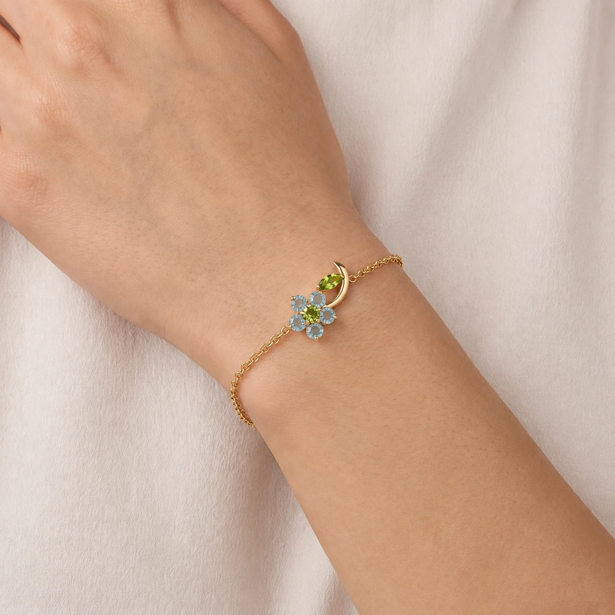 Yellow Gold Peridot & Aquamarine — Mariagraziella