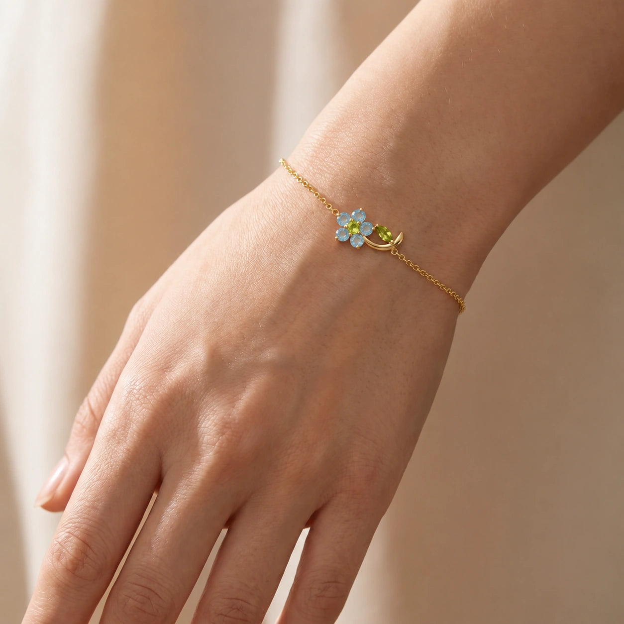 Yellow Gold Peridot & Aquamarine — Mariagraziella