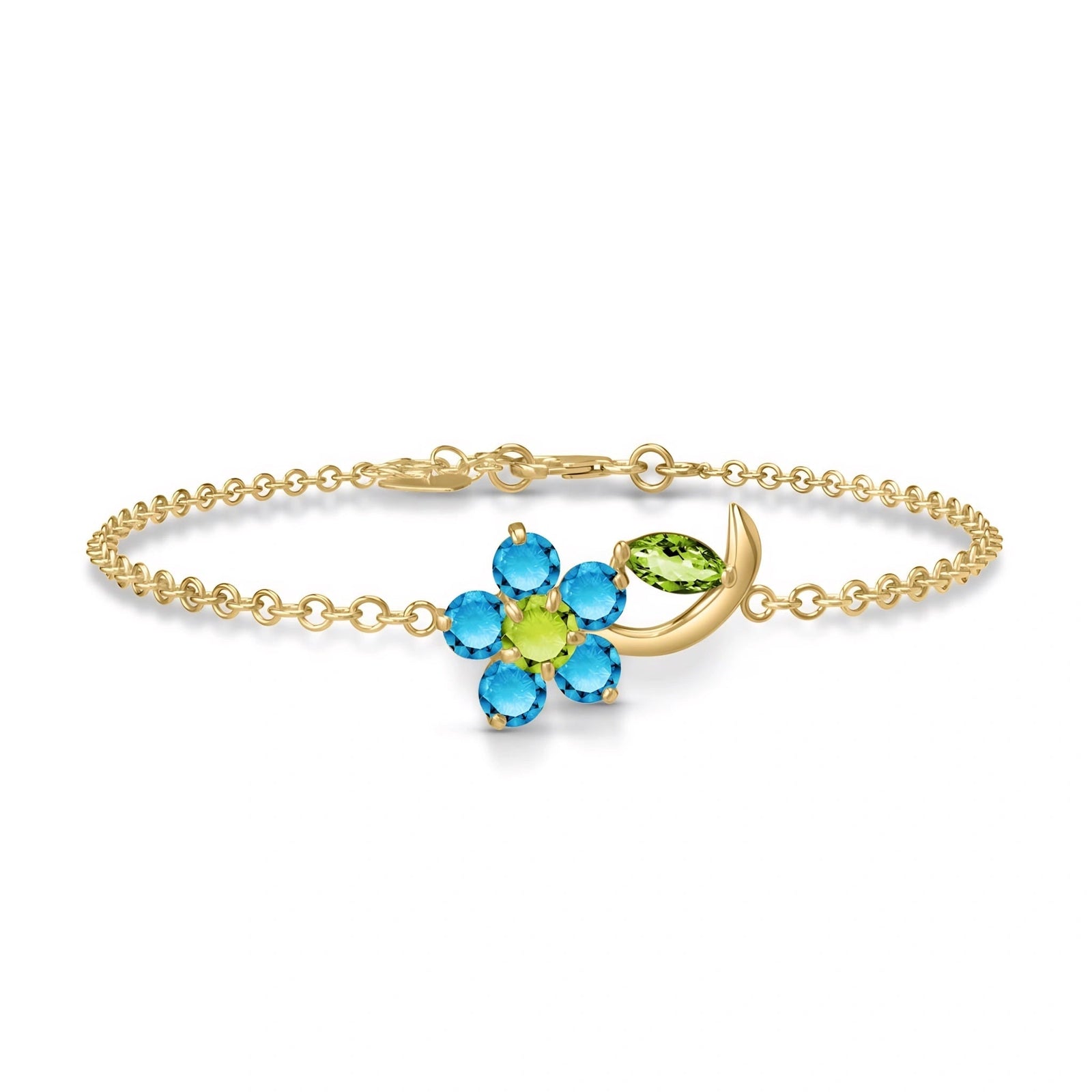 Yellow Gold Peridot & Blue Topaz — Mariagraziella