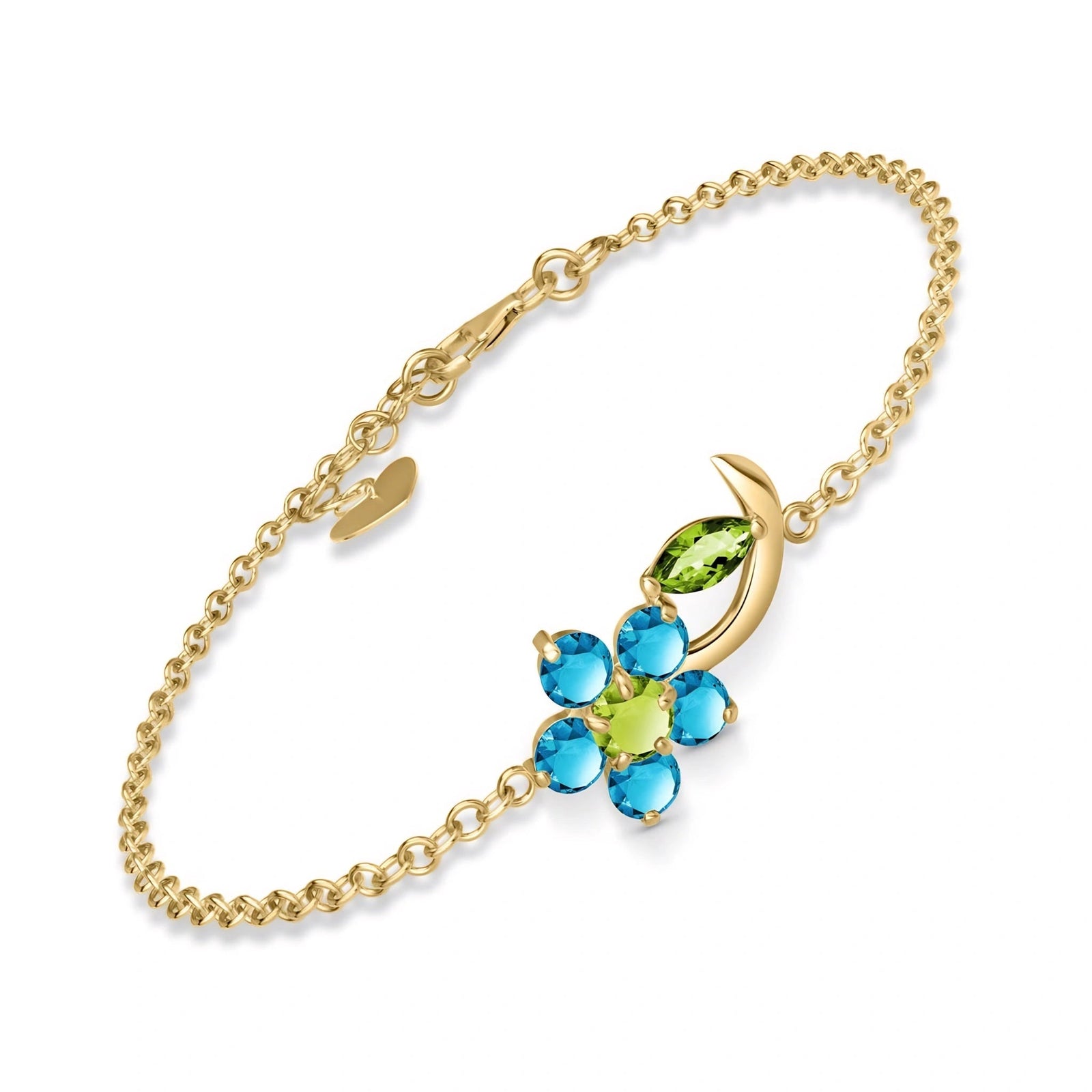 Yellow Gold Peridot & Blue Topaz — Mariagraziella