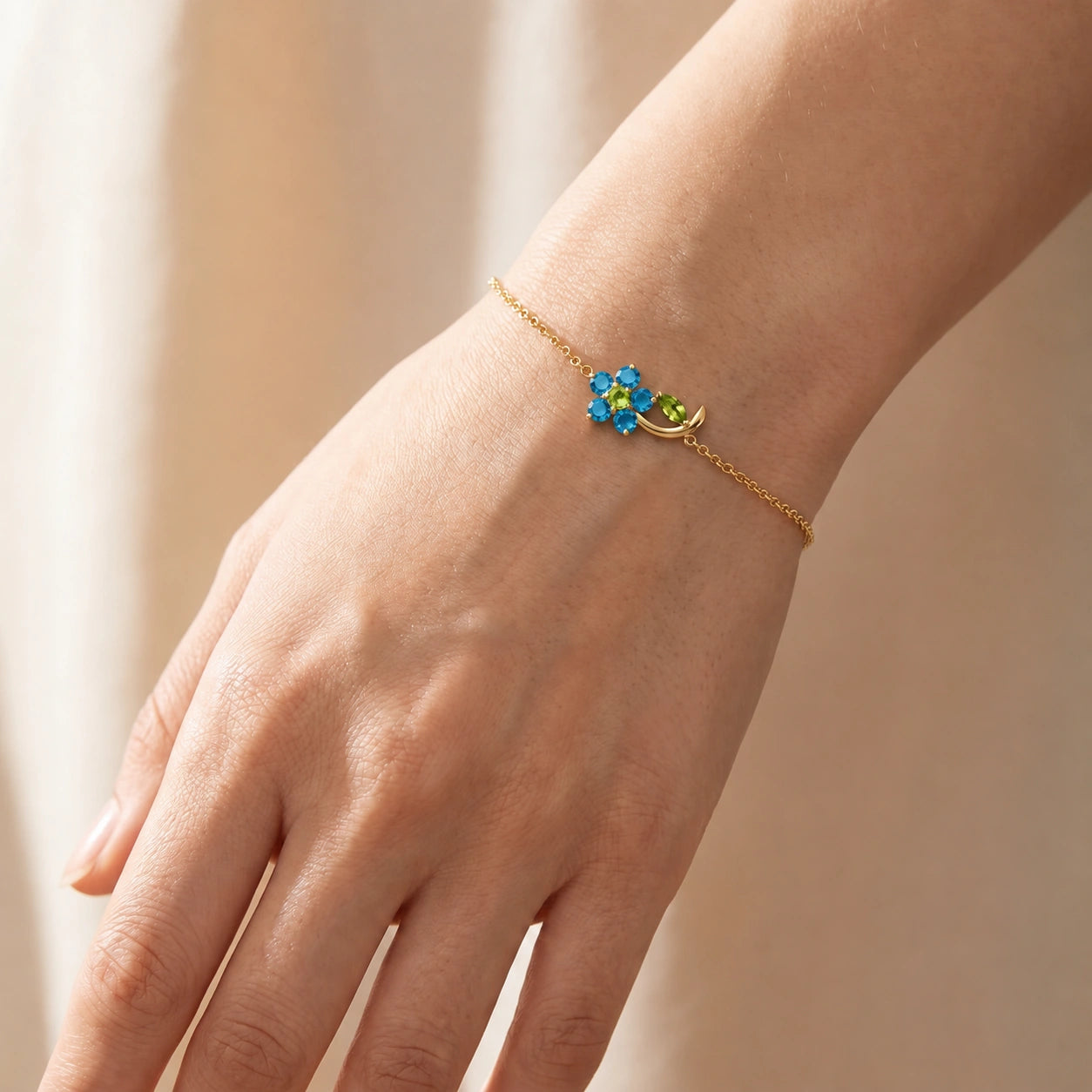 Yellow Gold Peridot & Blue Topaz — Mariagraziella
