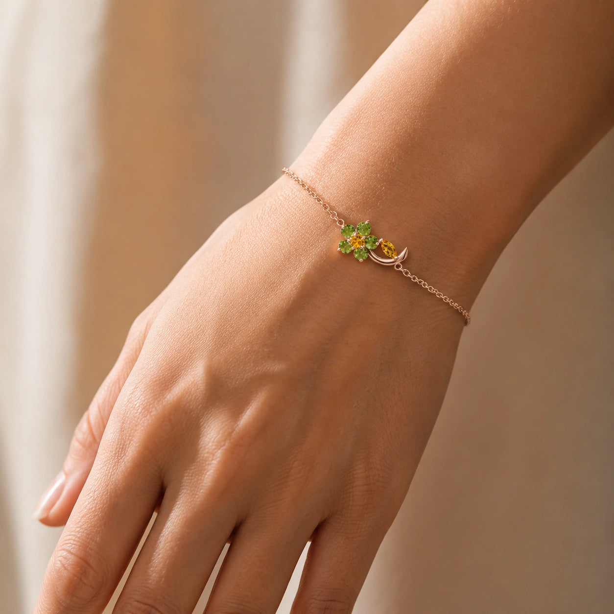 Rose Gold Peridot & Citrine — Mariagraziella