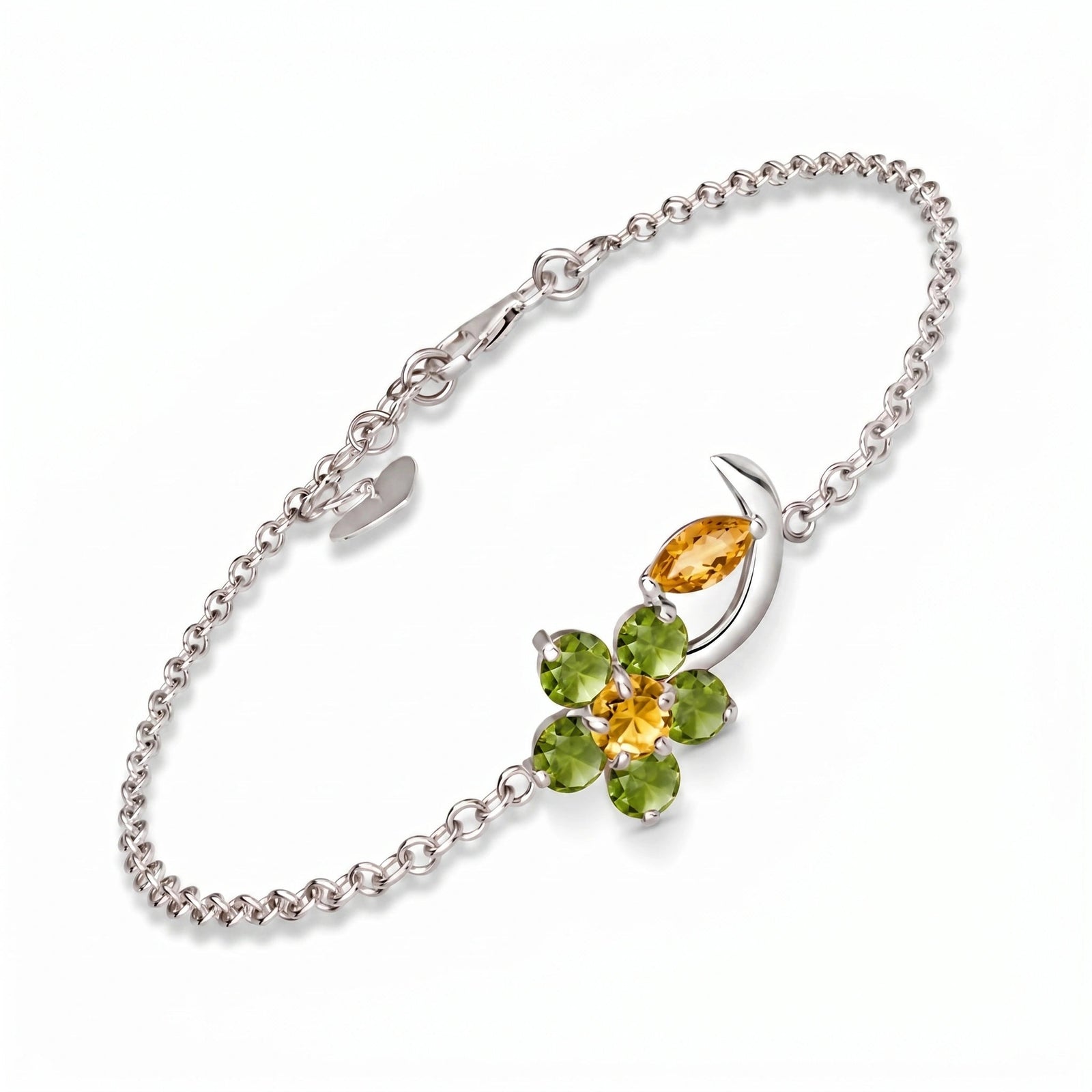 White Gold Peridot & Citrine — Mariagraziella