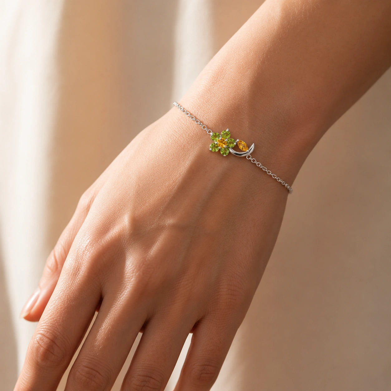White Gold Peridot & Citrine — Mariagraziella