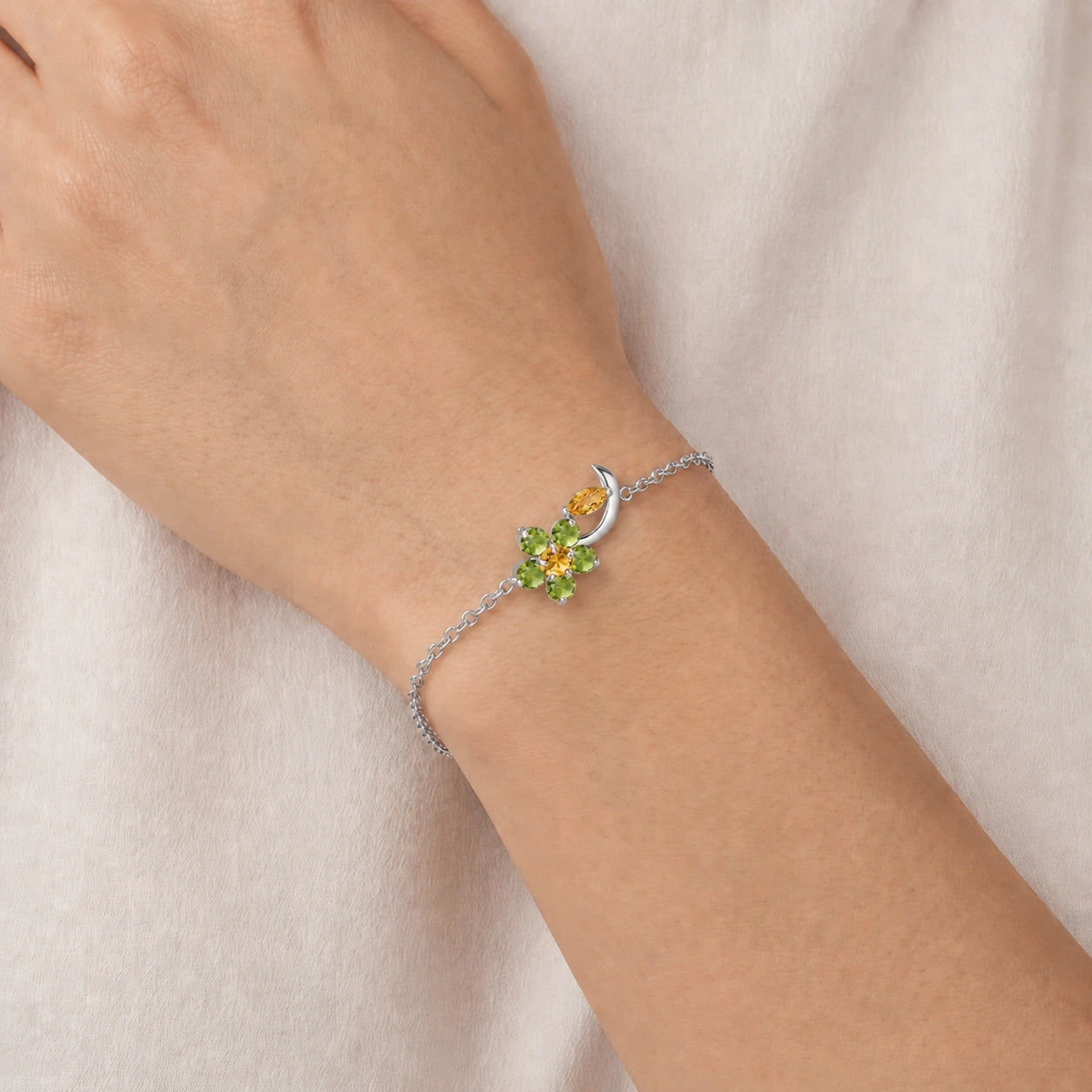 White Gold Peridot & Citrine — Mariagraziella