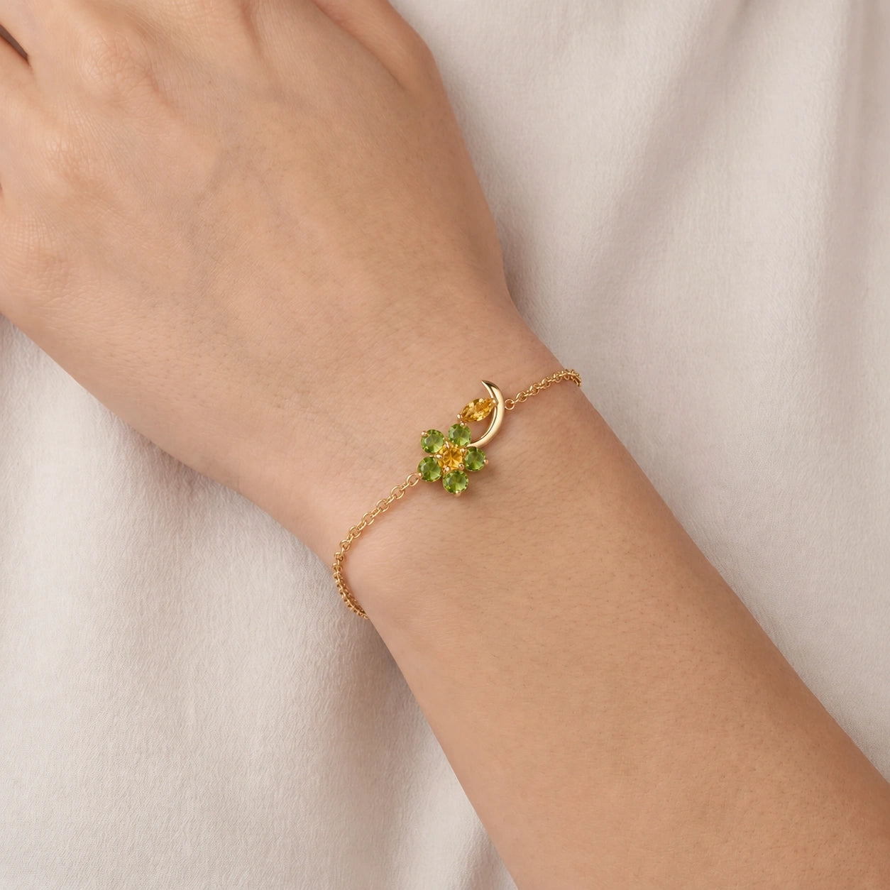 Yellow Gold Peridot & Citrine — Mariagraziella