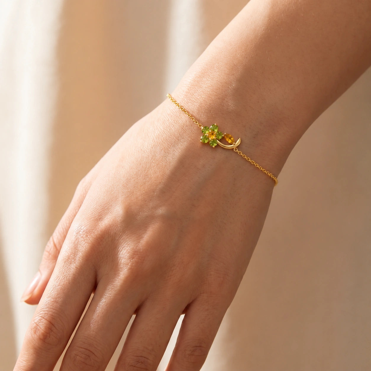 Yellow Gold Peridot & Citrine — Mariagraziella