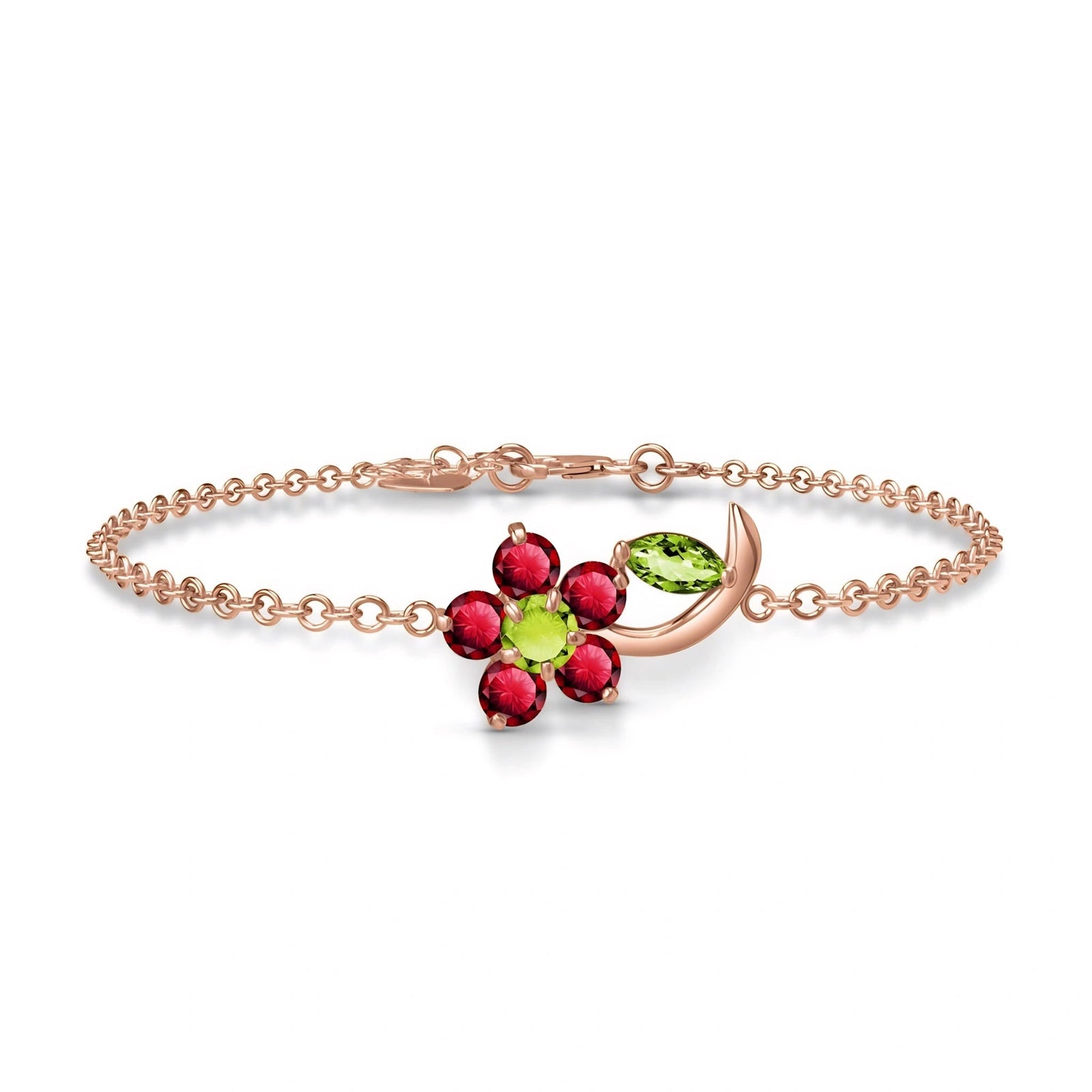 Rose Gold Peridot & Ruby — Mariagraziella